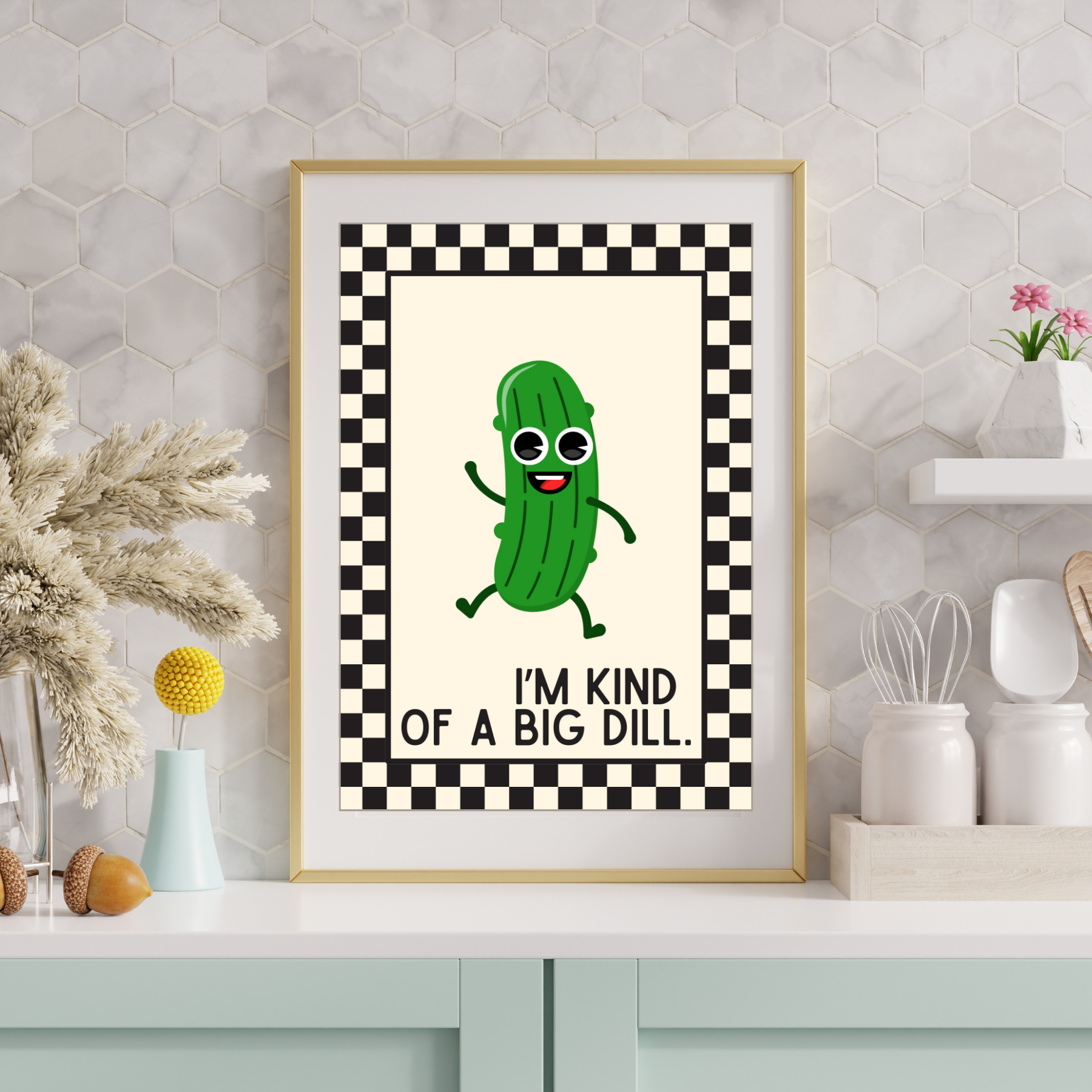 Kind of a big dill | inspired Kitsch Kitchen checkerboard retro collection print