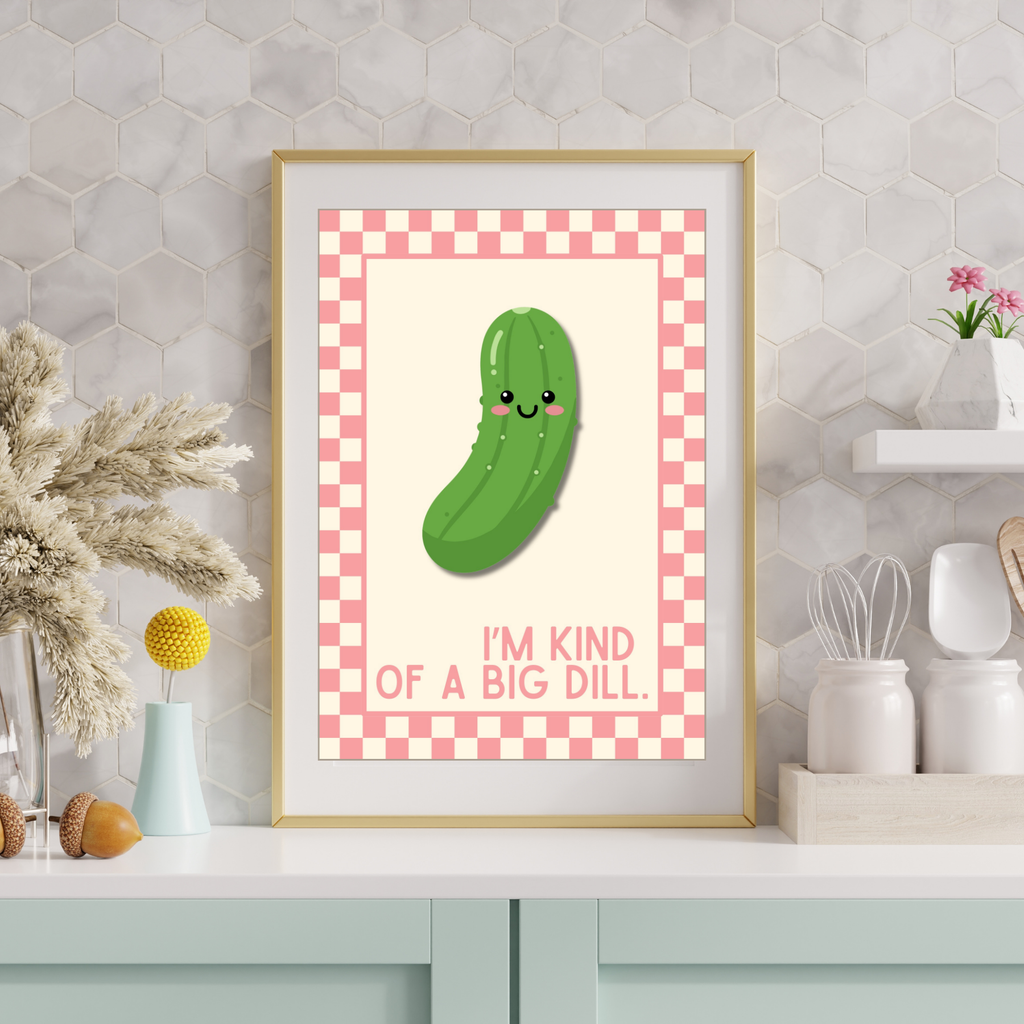 Kind of a big dill | Kitsch Kitchen checkerboard pastels collection print