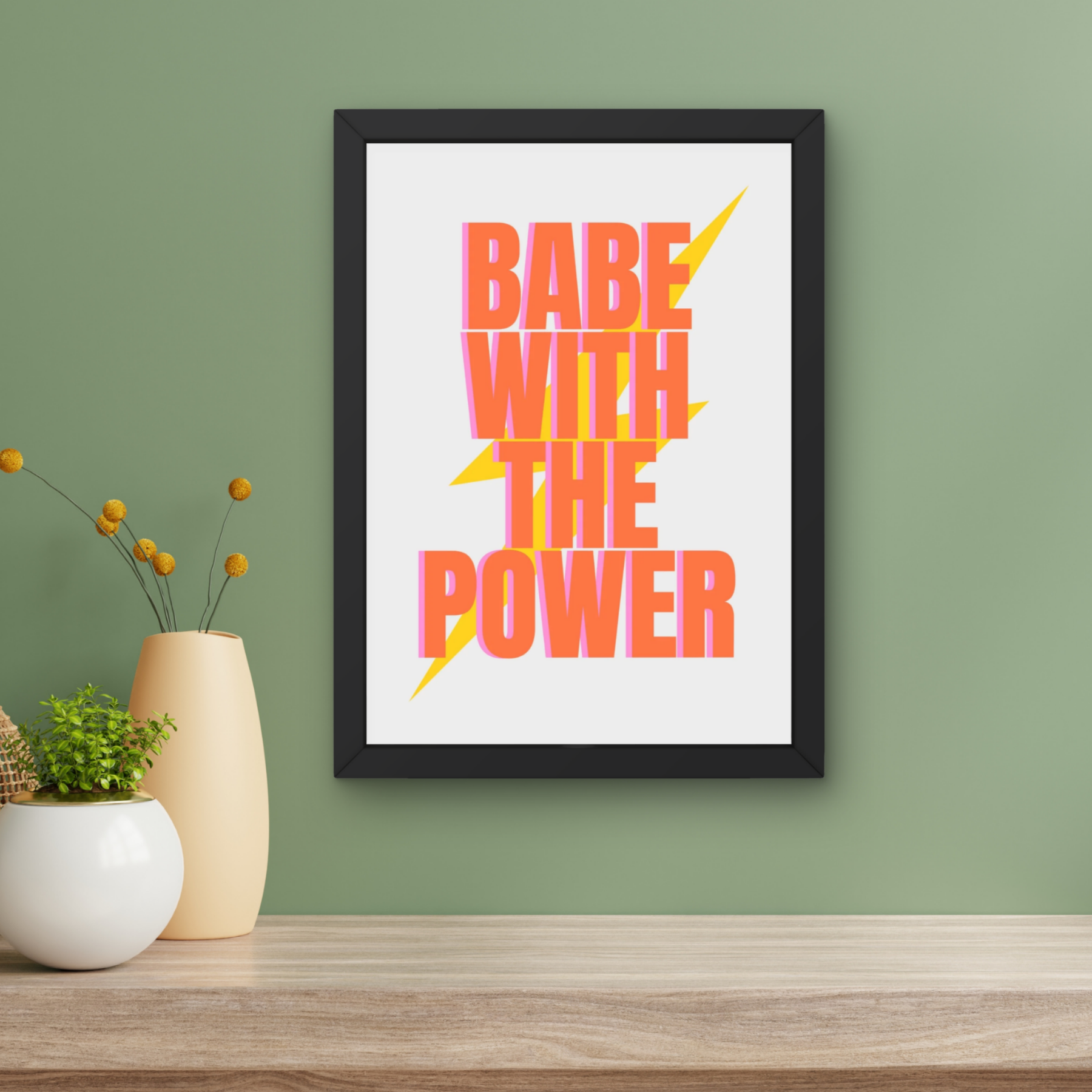 babe with the power | bowie inspired feminist girl power art print