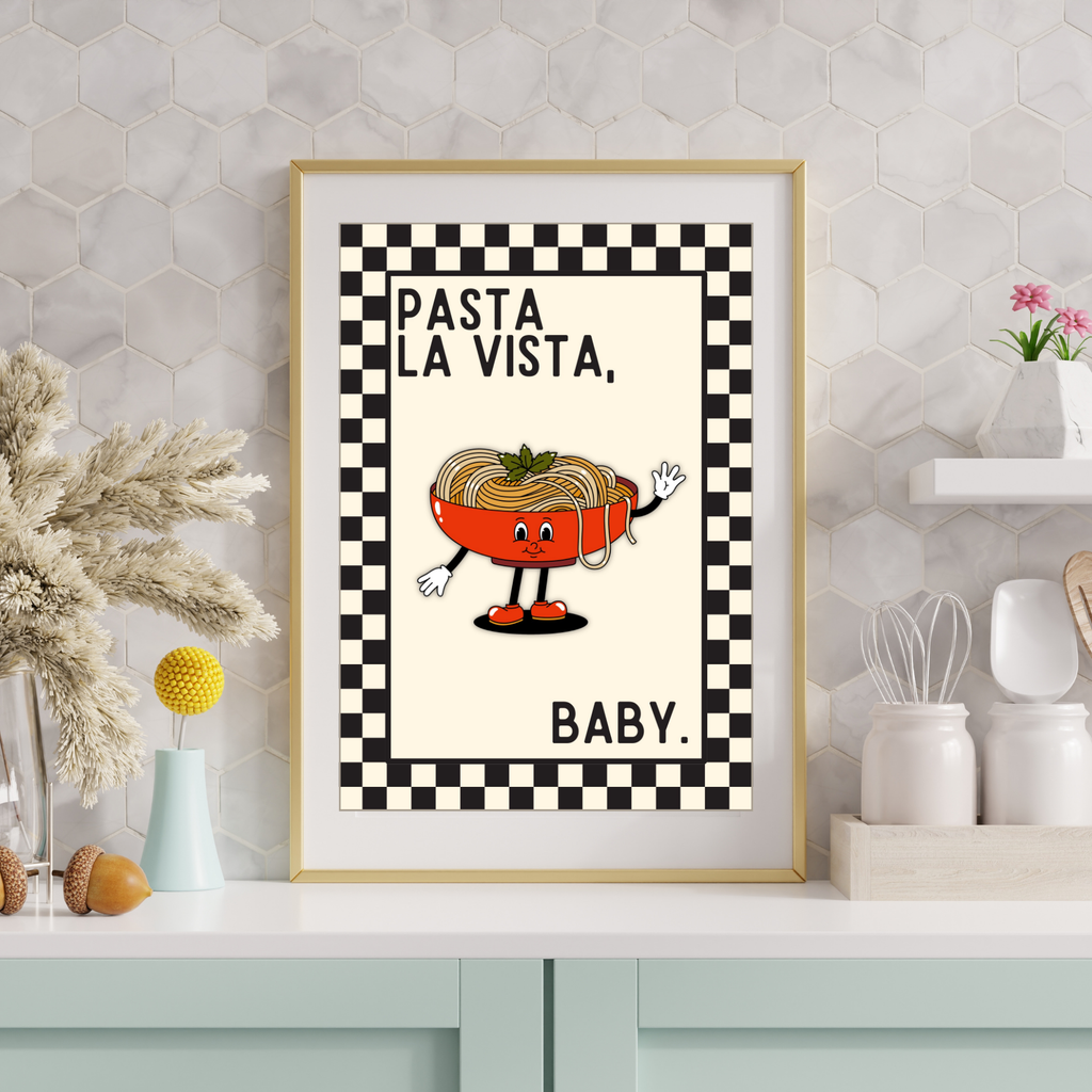 pasta la vista baby | Kitsch Kitchen checkerboard retro collection print