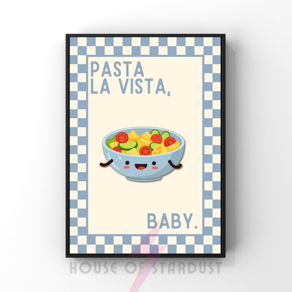 pasta la vista baby | Kitsch Kitchen checkerboard pastels collection print