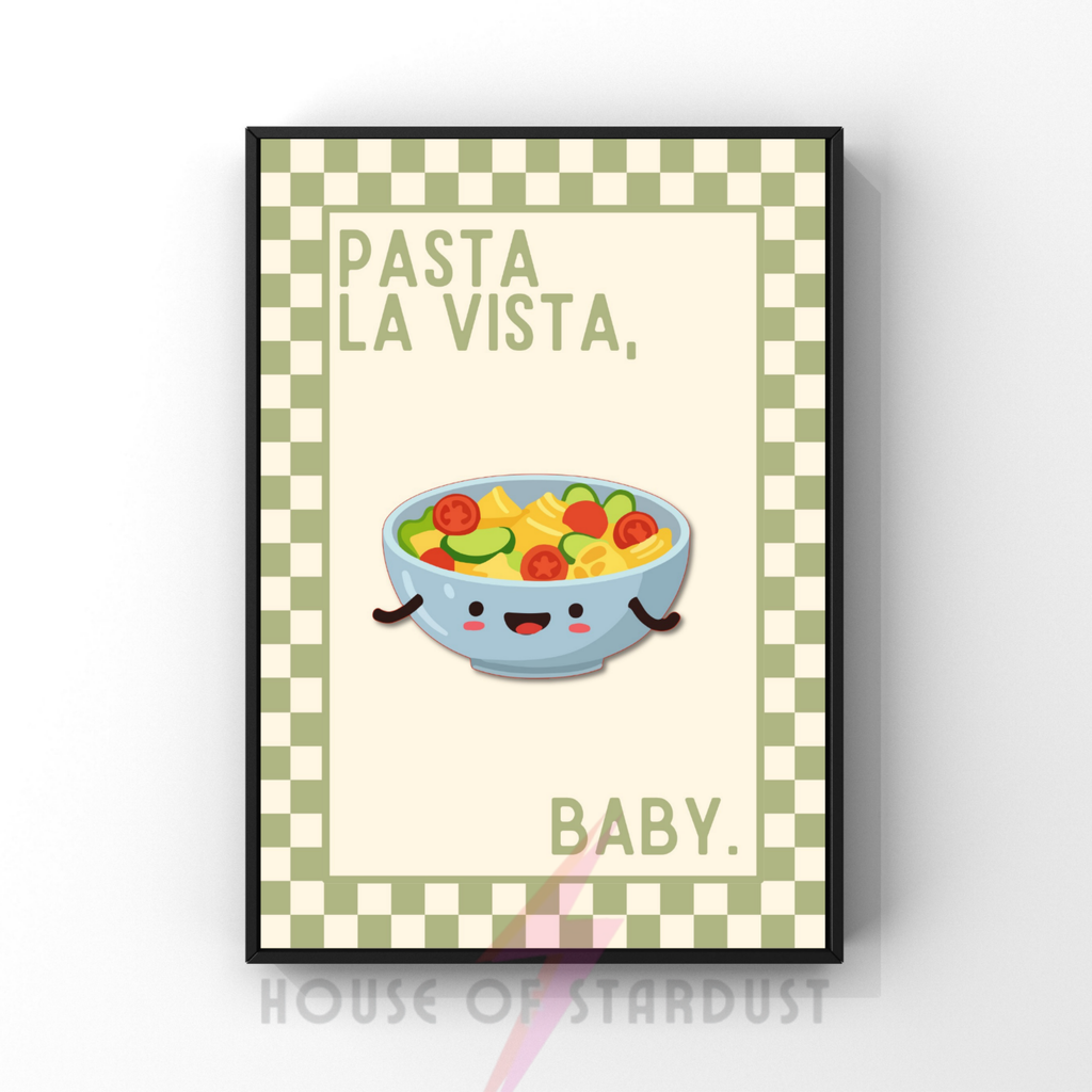 pasta la vista baby | Kitsch Kitchen checkerboard pastels collection print
