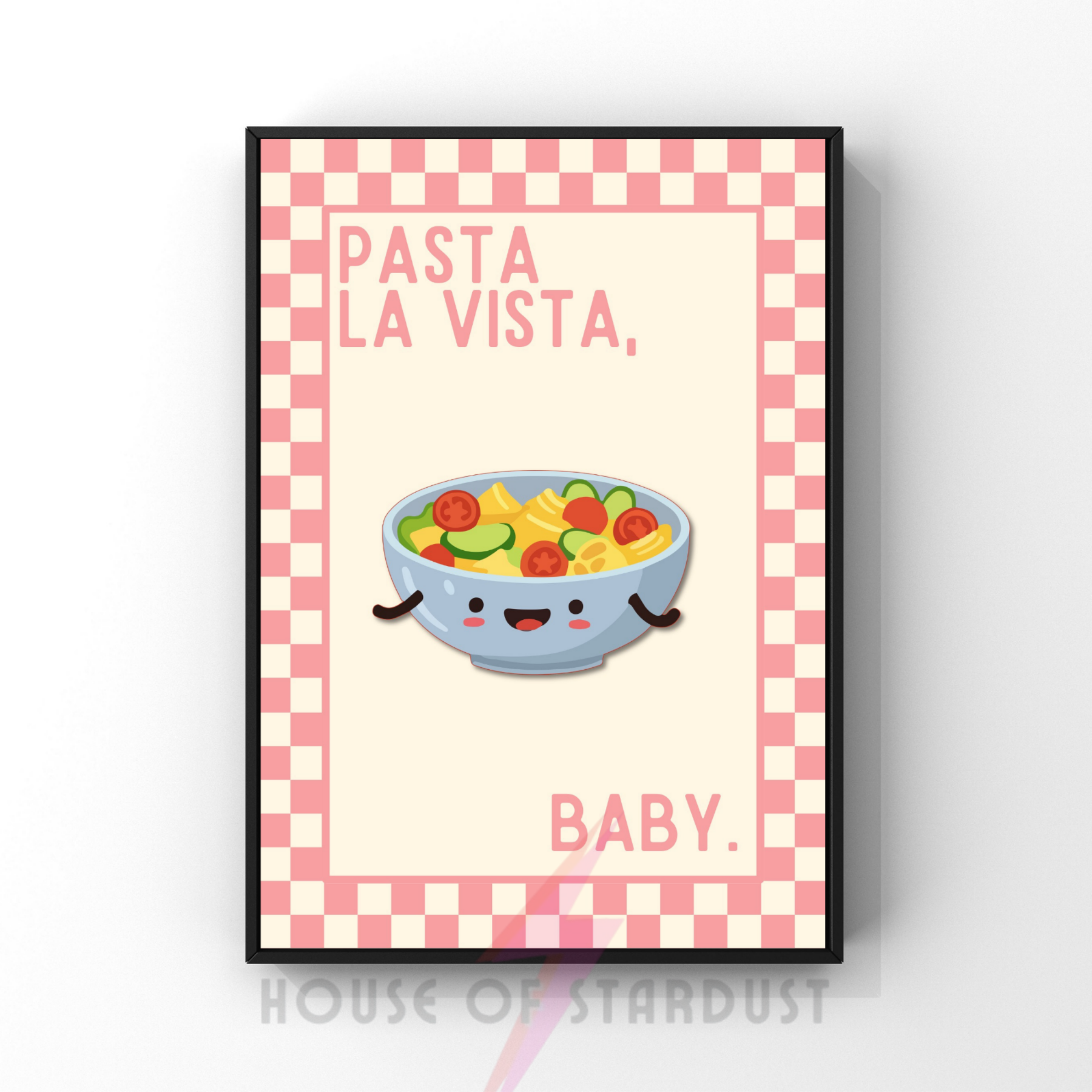 pasta la vista baby | Kitsch Kitchen checkerboard pastels collection print