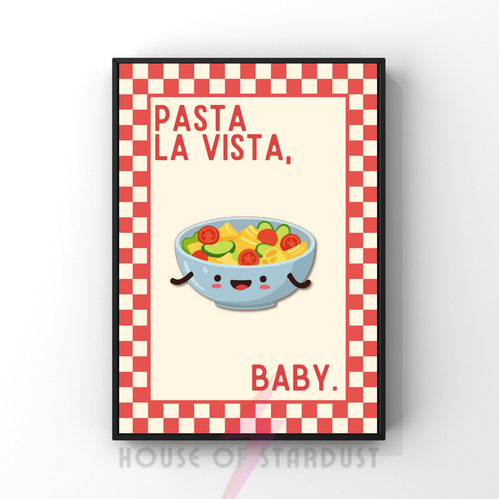 pasta la vista baby | Kitsch Kitchen checkerboard pastels collection print