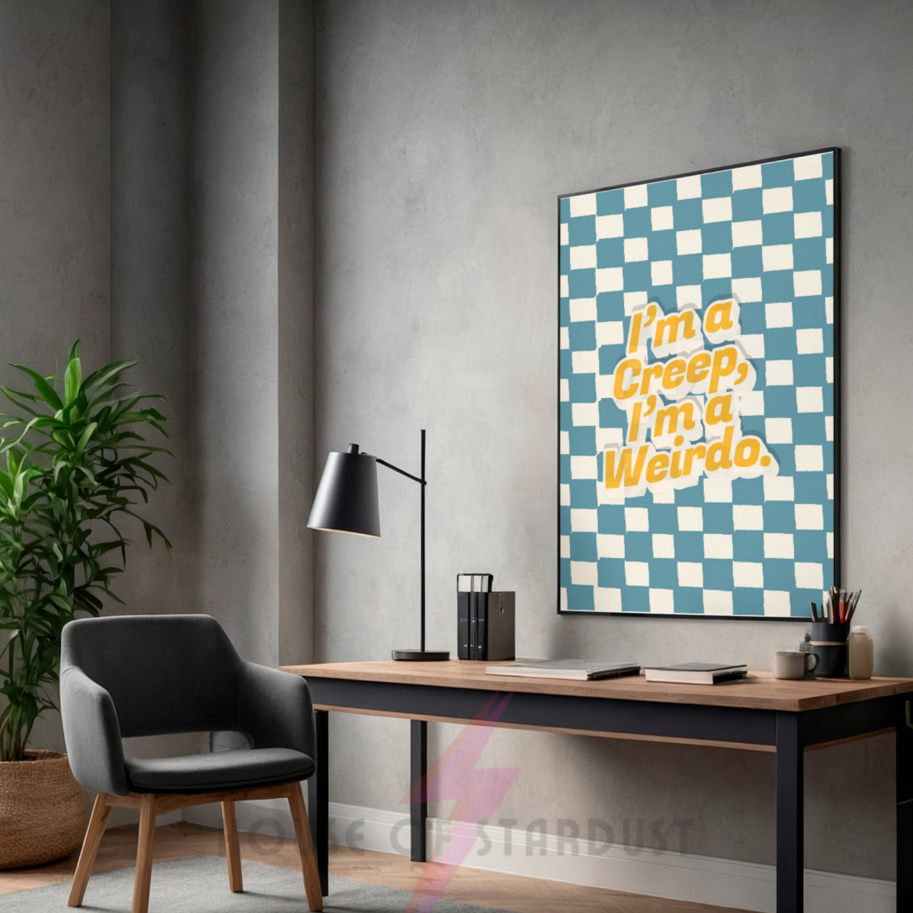 creep | radiohead Inspired checkerboard indie Music Print