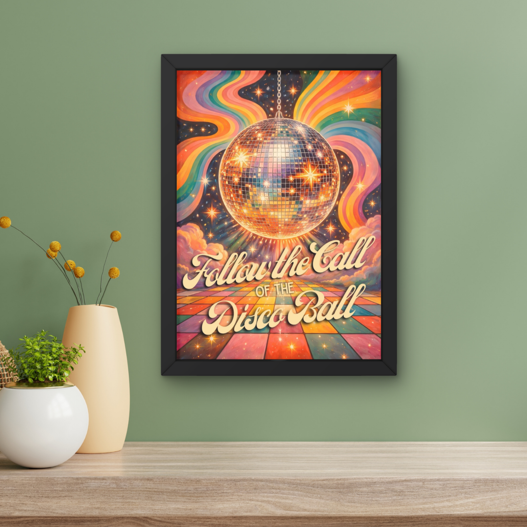 Follow the call of the disco ball| groovy retro Print