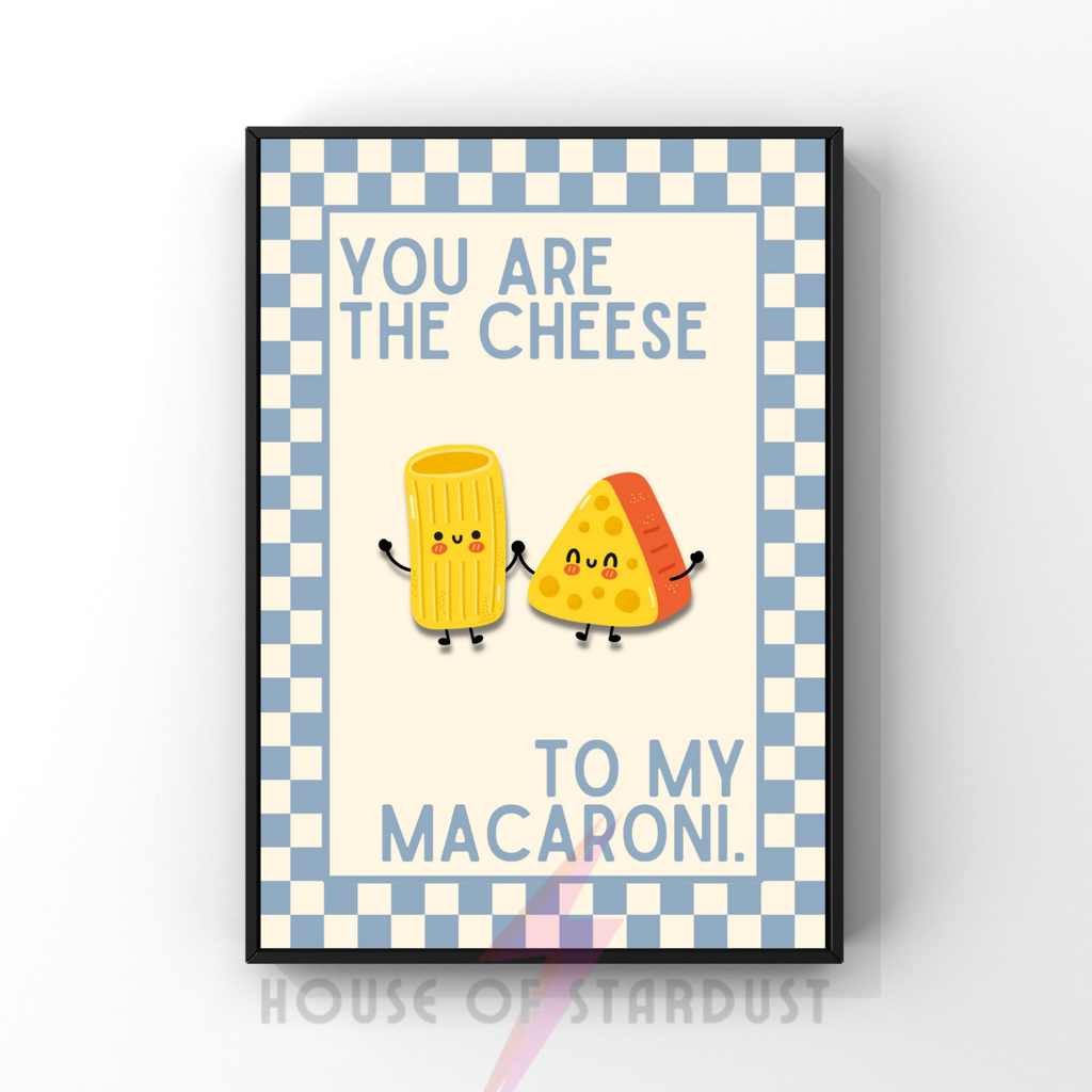 cheese to my macaroni | Kitsch Kitchen checkerboard pastels collection print