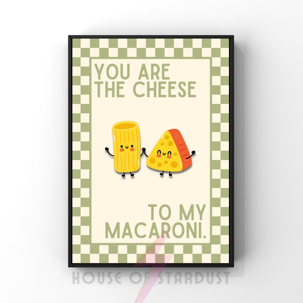 cheese to my macaroni | Kitsch Kitchen checkerboard pastels collection print