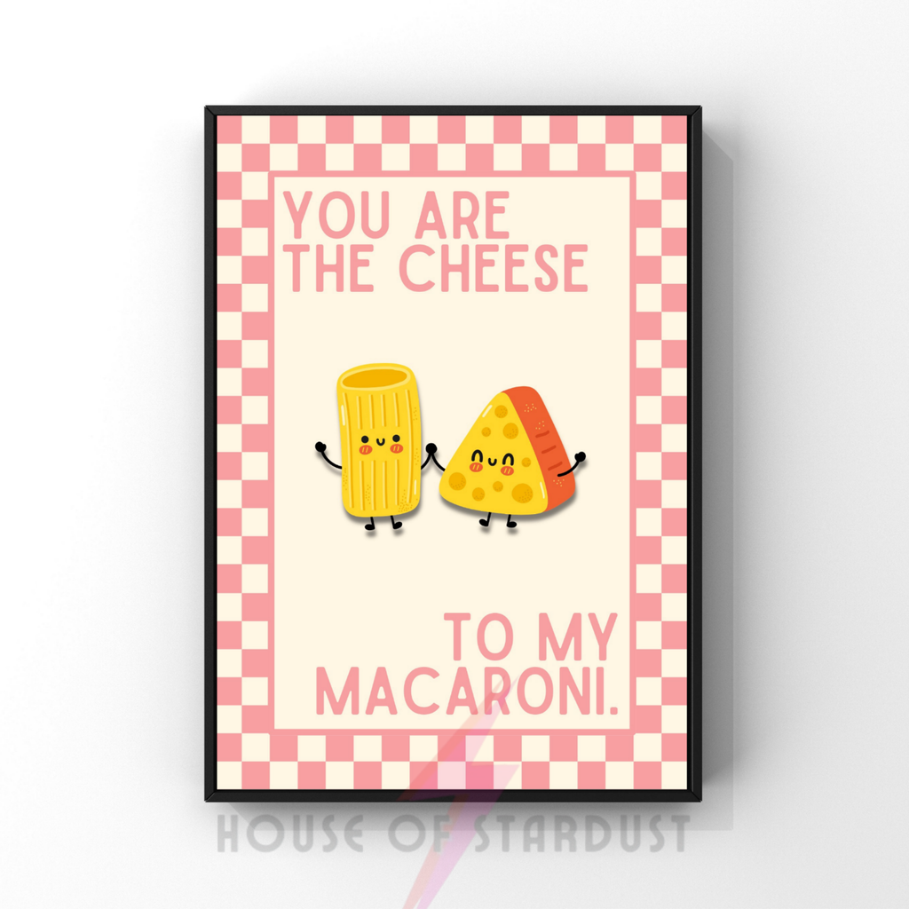 cheese to my macaroni | Kitsch Kitchen checkerboard pastels collection print