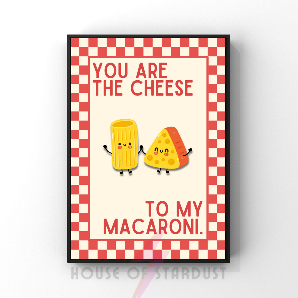 cheese to my macaroni | Kitsch Kitchen checkerboard pastels collection print