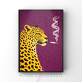 aubergine leopard| retro smokin' leopard art print