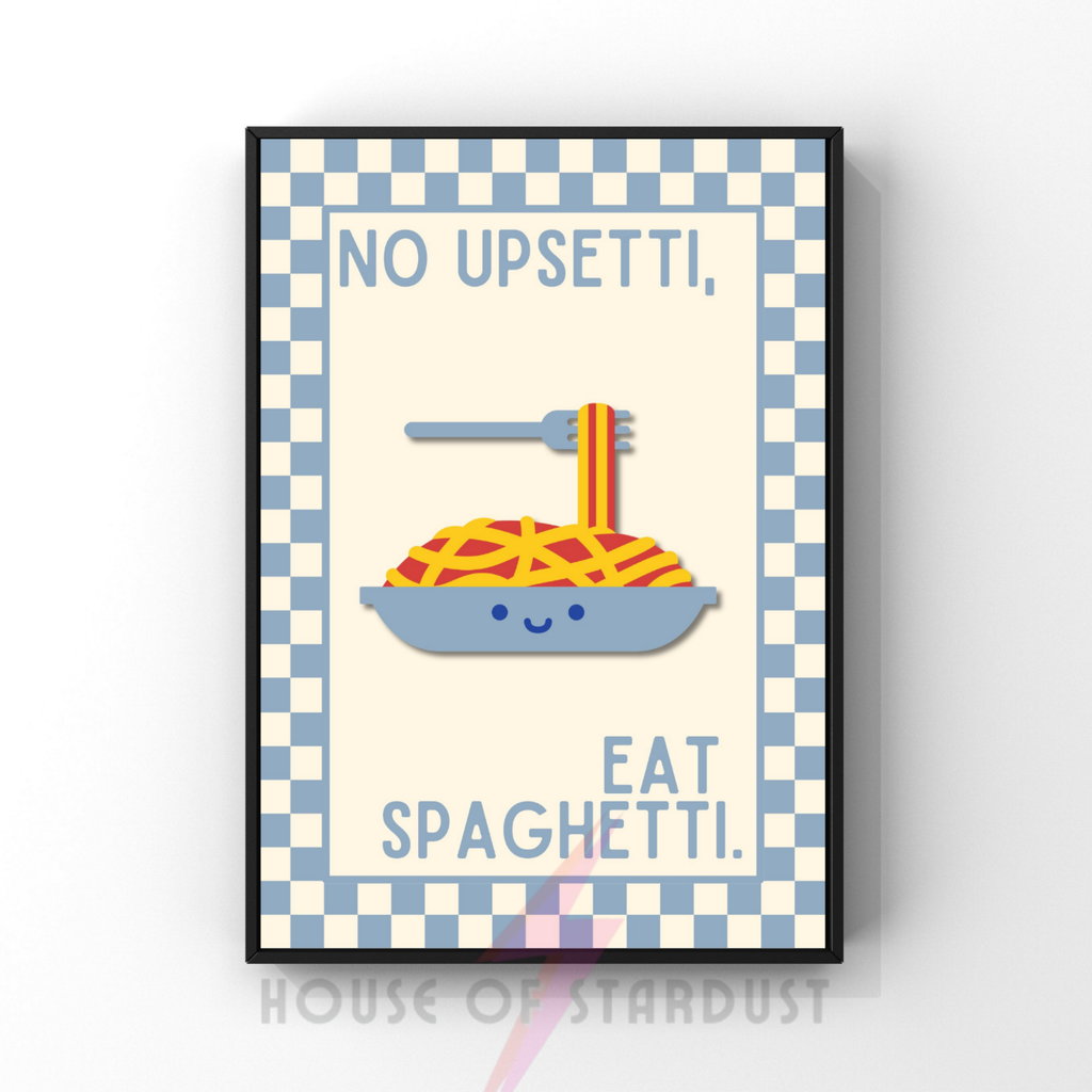 no upsetti, eat spaghetti | Kitsch Kitchen checkerboard pastels collection print
