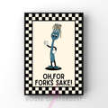 For forks sake!| Kitsch Kitchen checkerboard retro collection print