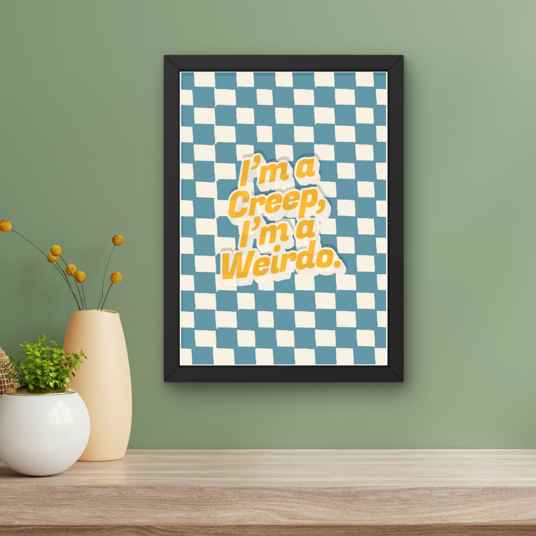 creep | radiohead Inspired checkerboard indie Music Print