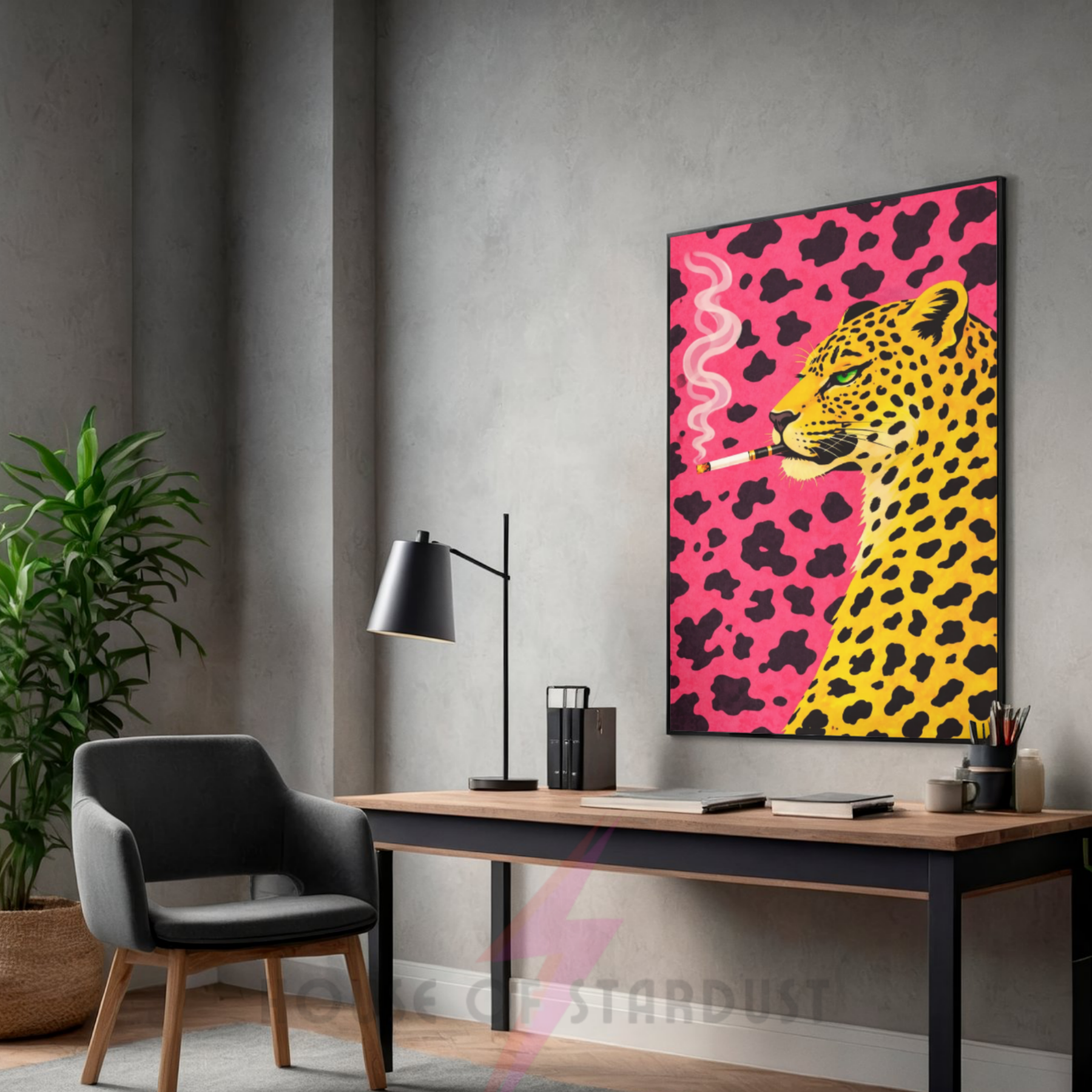 Bold Hot pink | retro smokin' leopard art print