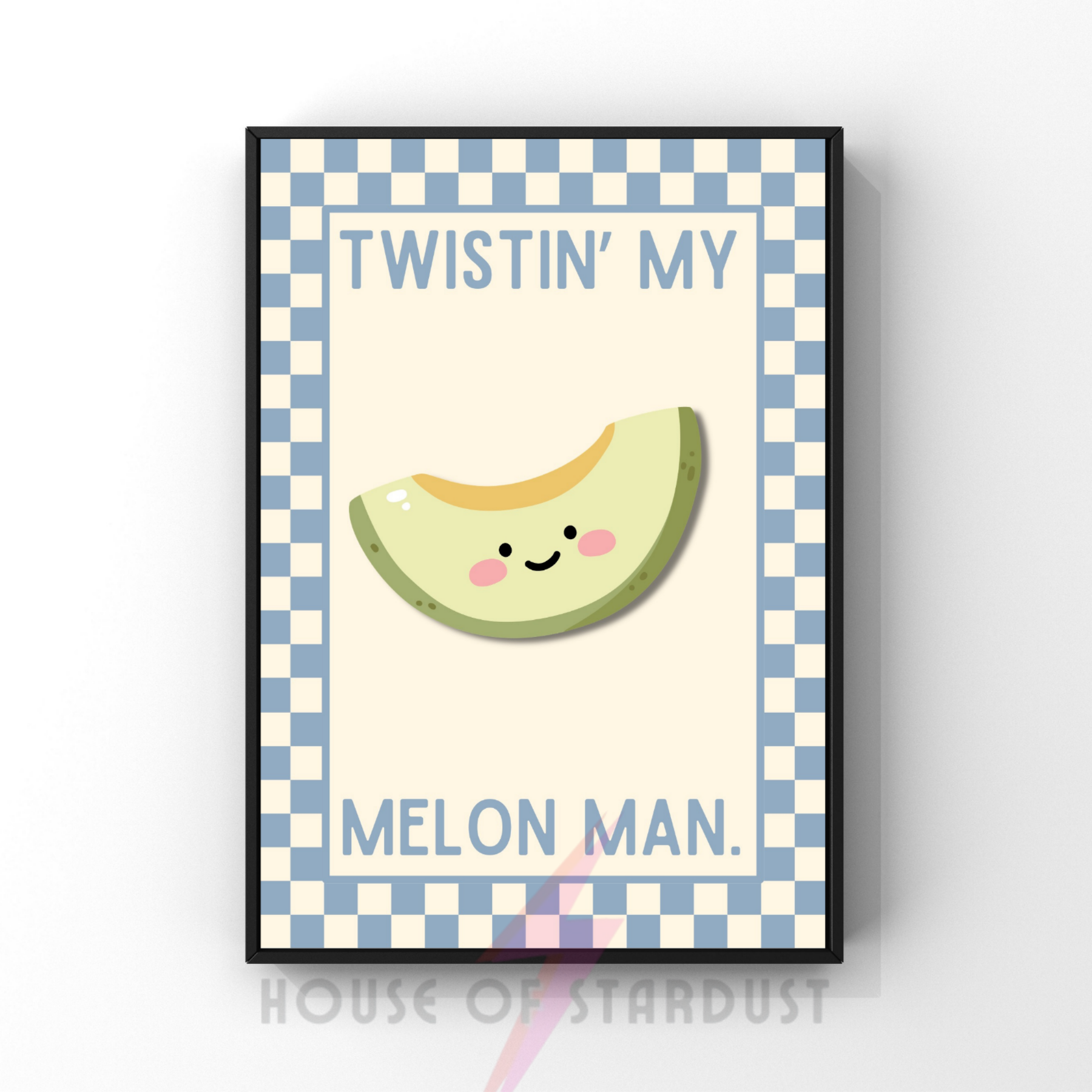 twistin' my melon man| Kitsch Kitchen checkerboard pastels collection print