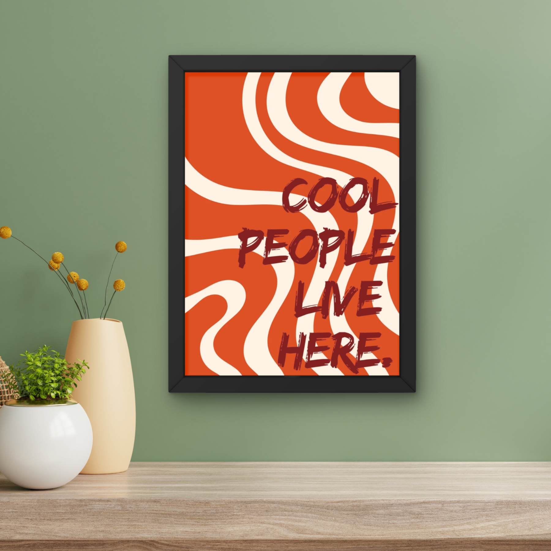 cool people live here | retro waves art print