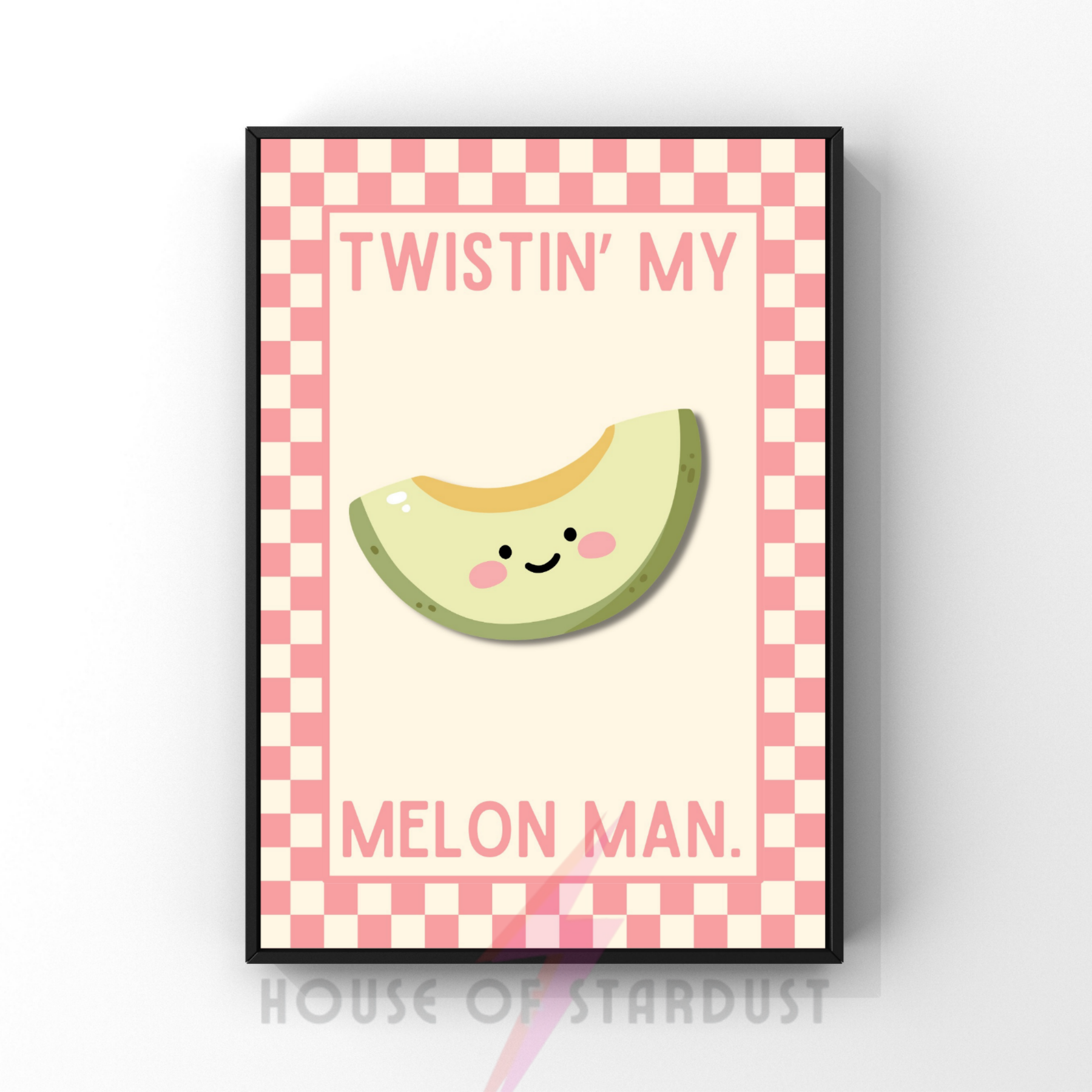 twistin' my melon man| Kitsch Kitchen checkerboard pastels collection print
