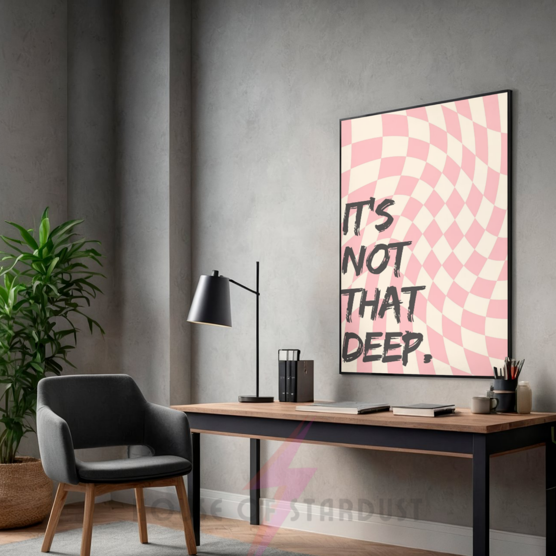 It's not that deep | retro checkerboard art print