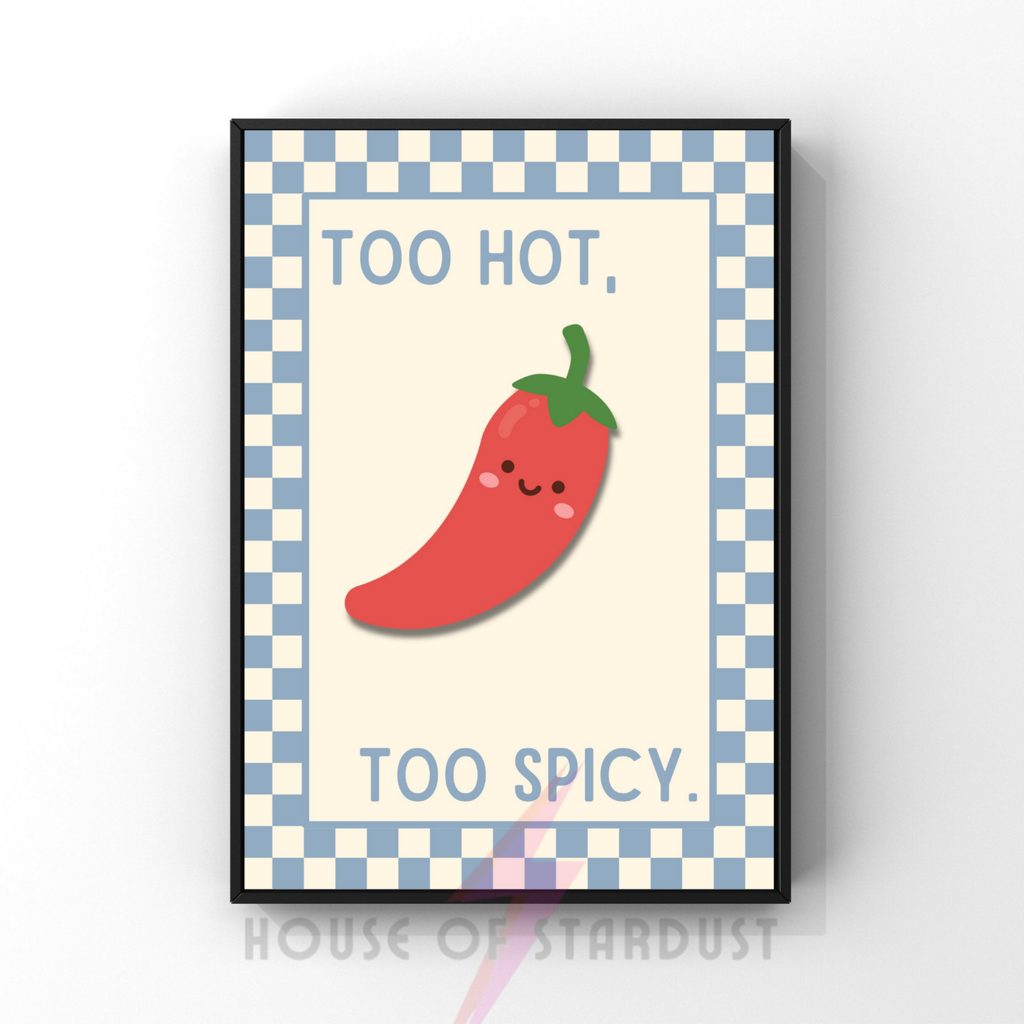 too hot, too spicy | Kitsch Kitchen checkerboard pastels collection print