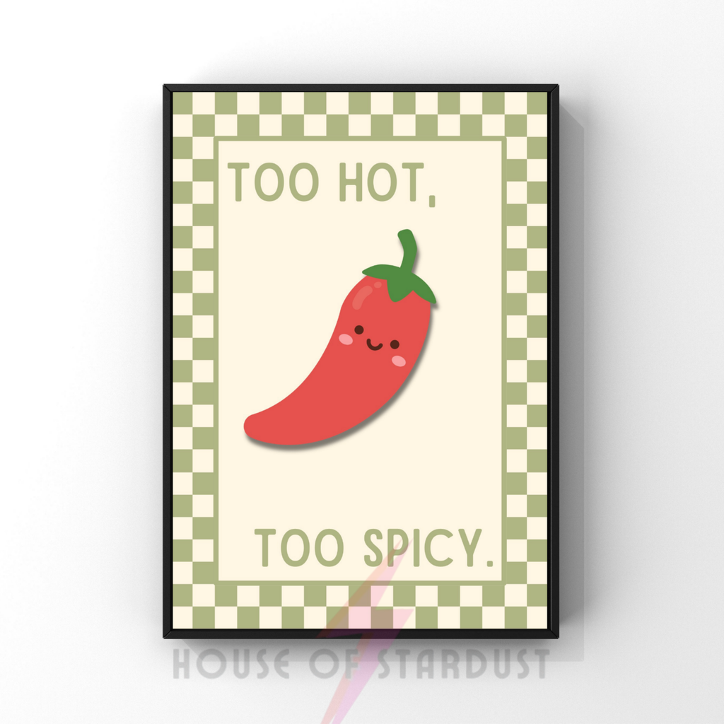 too hot, too spicy | Kitsch Kitchen checkerboard pastels collection print