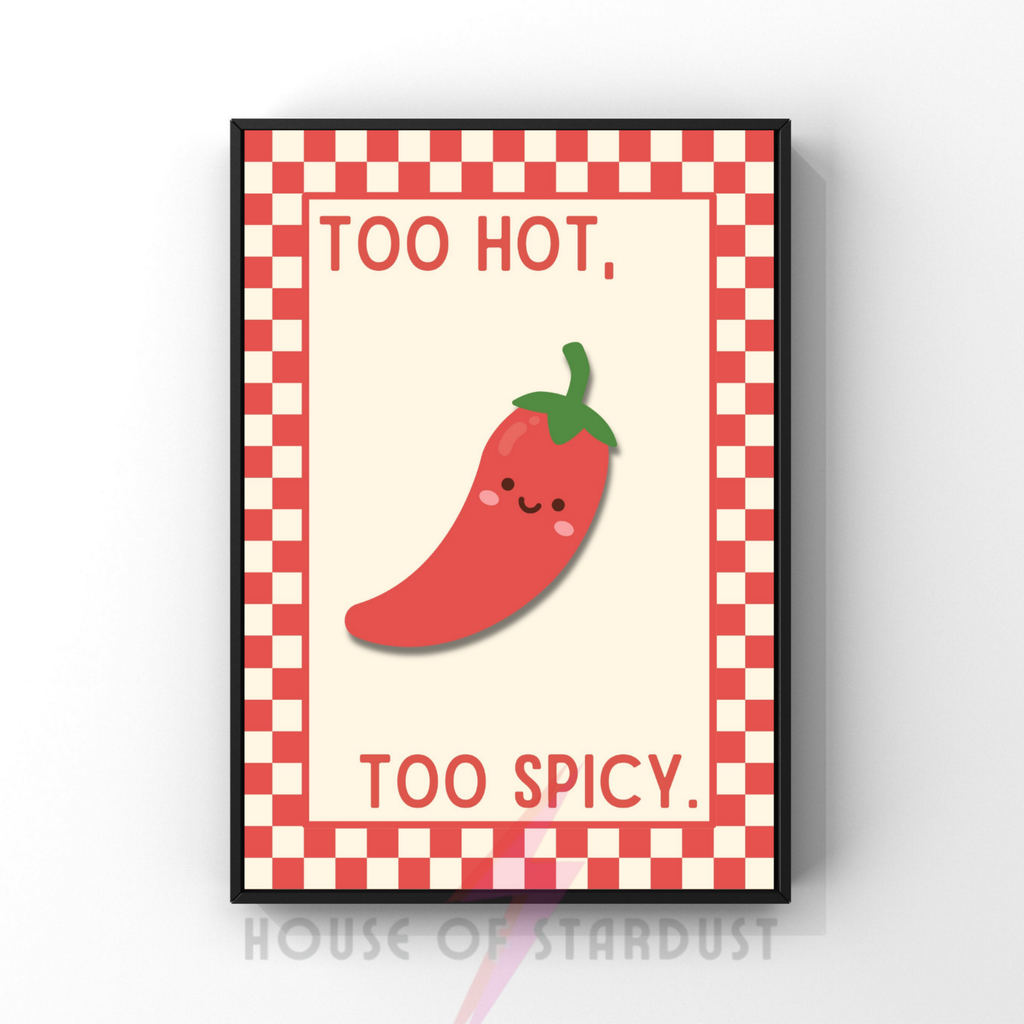 too hot, too spicy | Kitsch Kitchen checkerboard pastels collection print