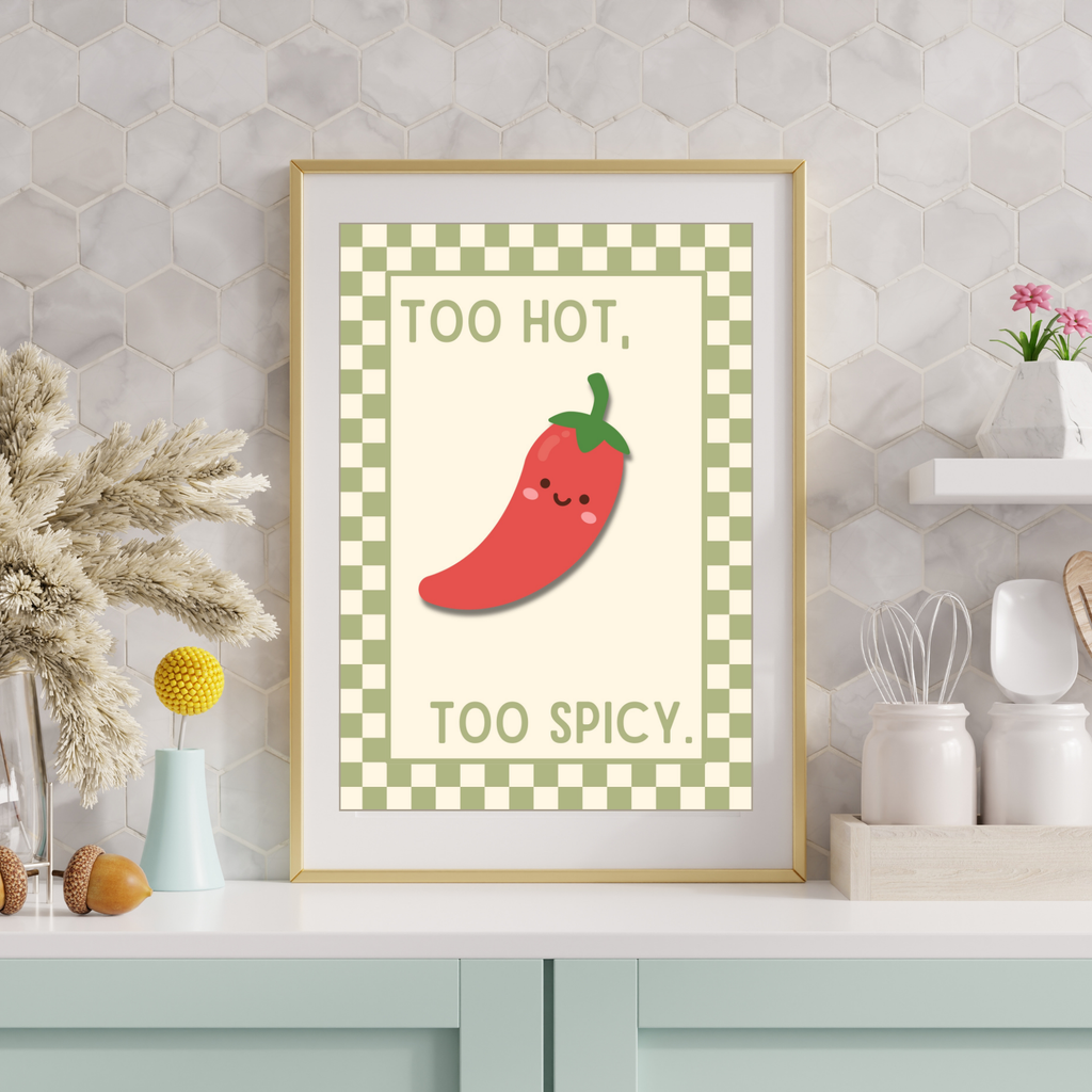 too hot, too spicy | Kitsch Kitchen checkerboard pastels collection print