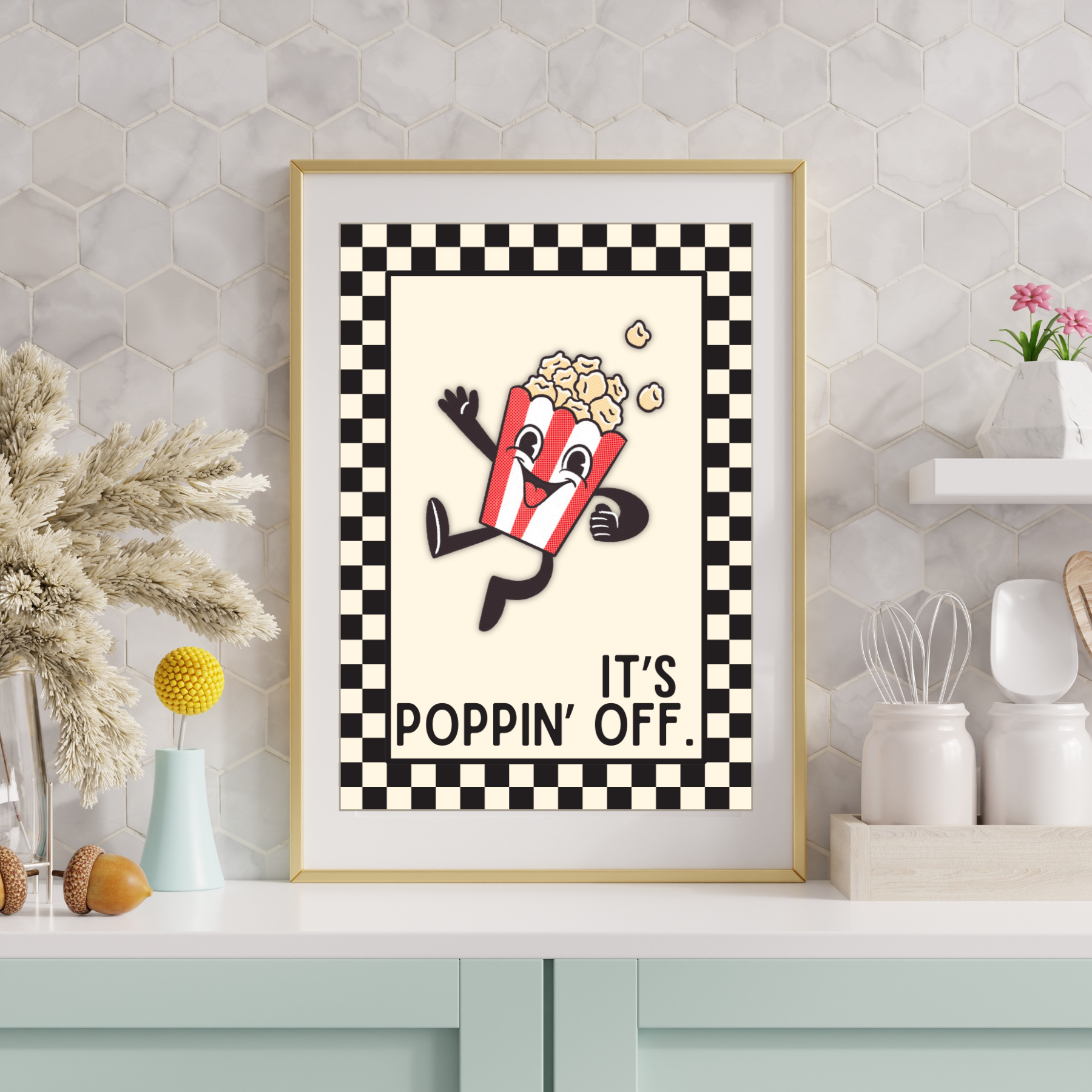 it's poppin' off | inspired Kitsch Kitchen checkerboard retro collection print