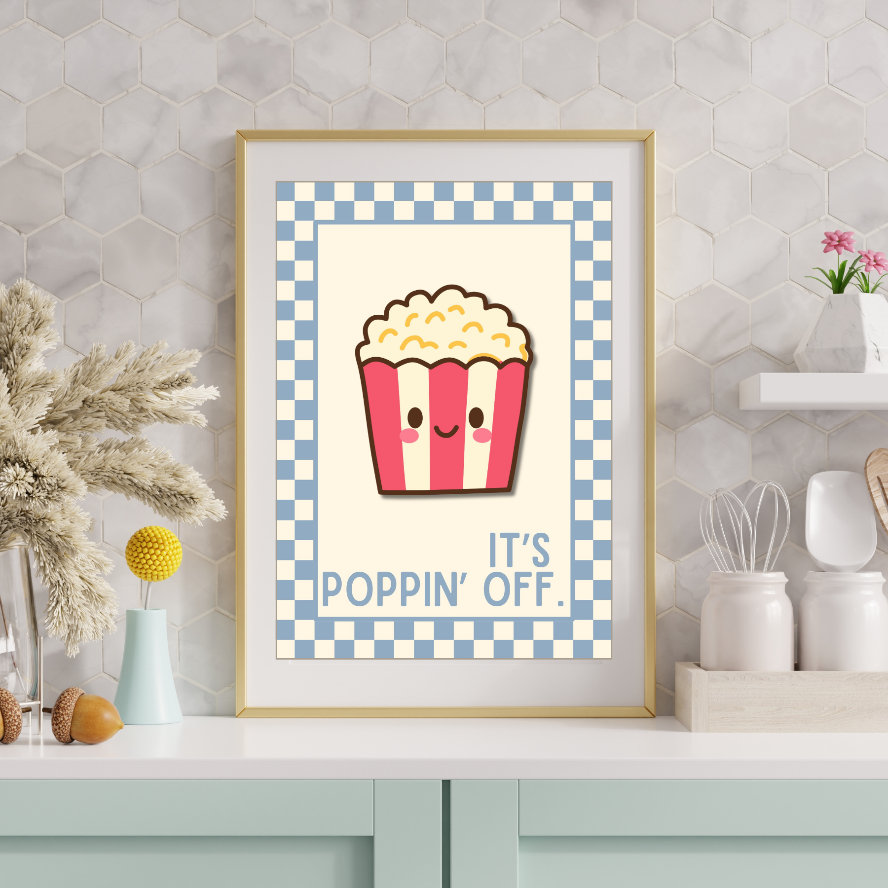 it's poppin' off | Kitsch Kitchen checkerboard pastels collection print
