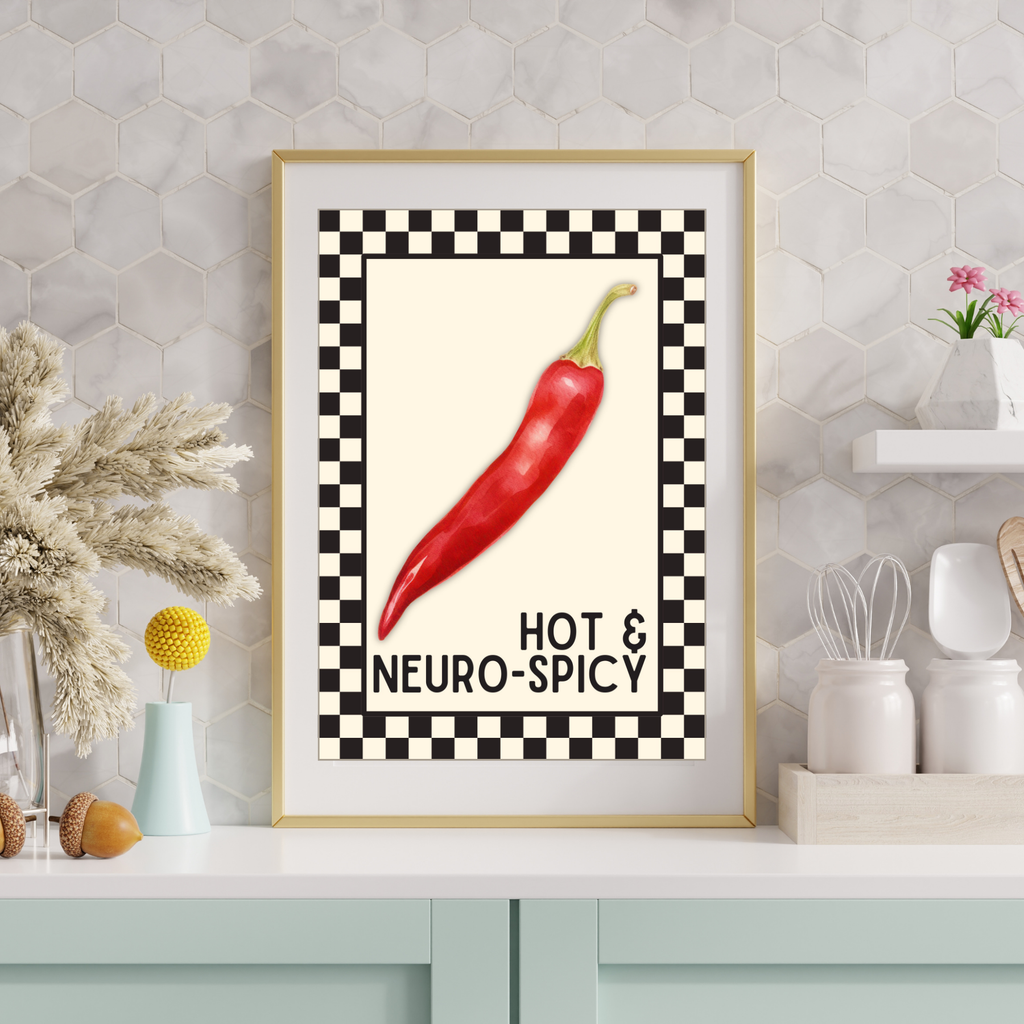 hot & neuro-spicy | Kitsch Kitchen checkerboard retro collection print