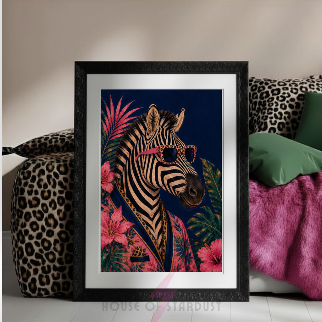 Maximalist Zebra | Bold jungle Art print