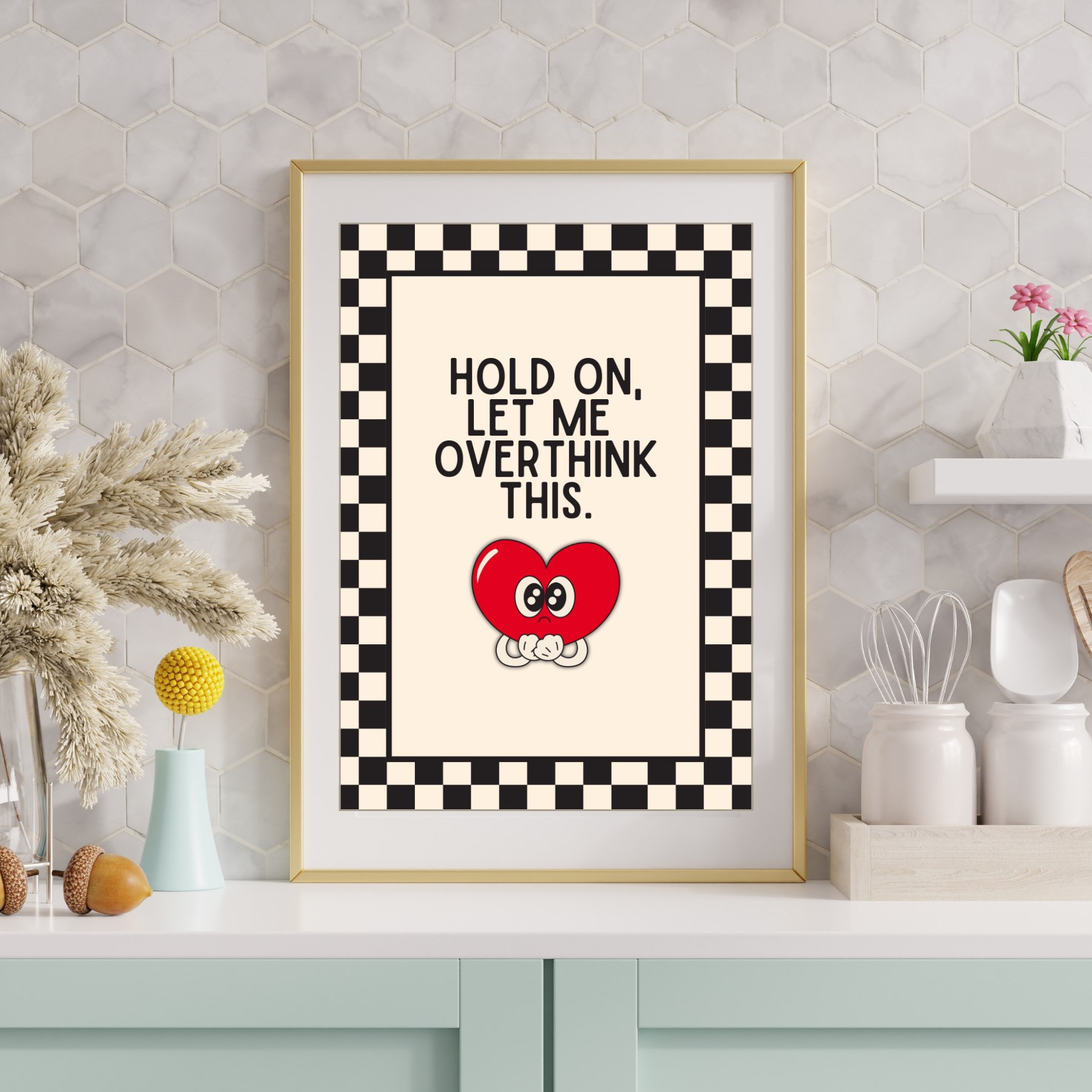 let me overthink think this | checkerboard retro collection print