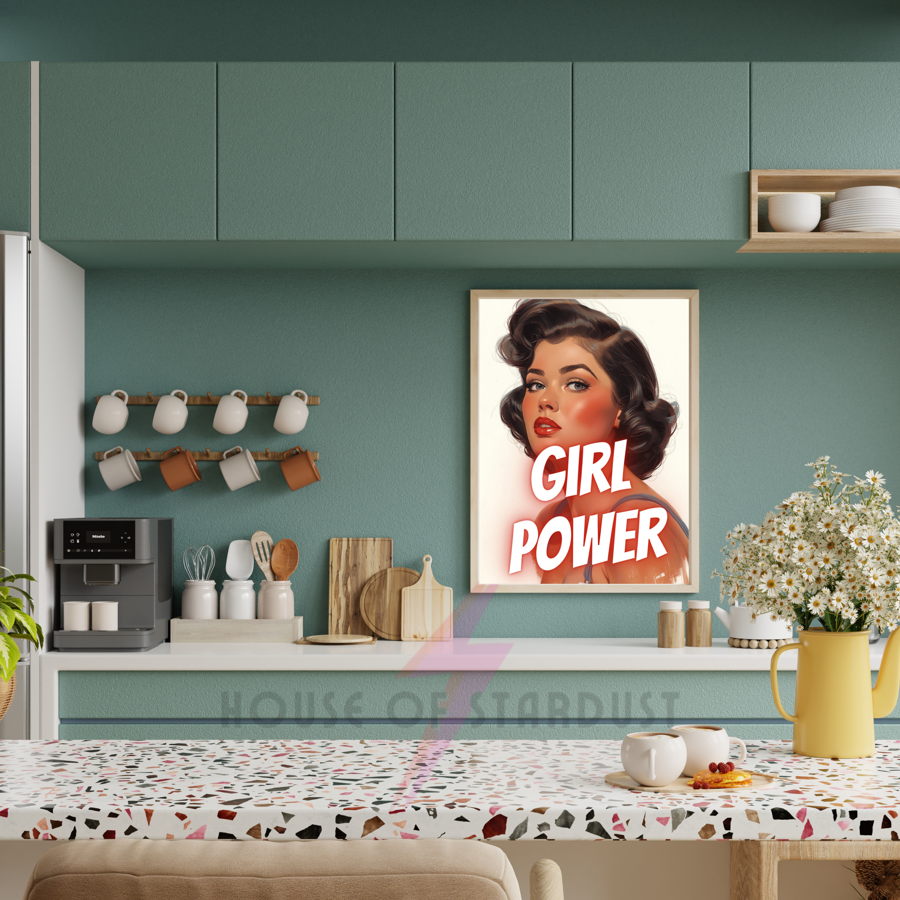 girl power| Retro feminist Housewife Humour Print