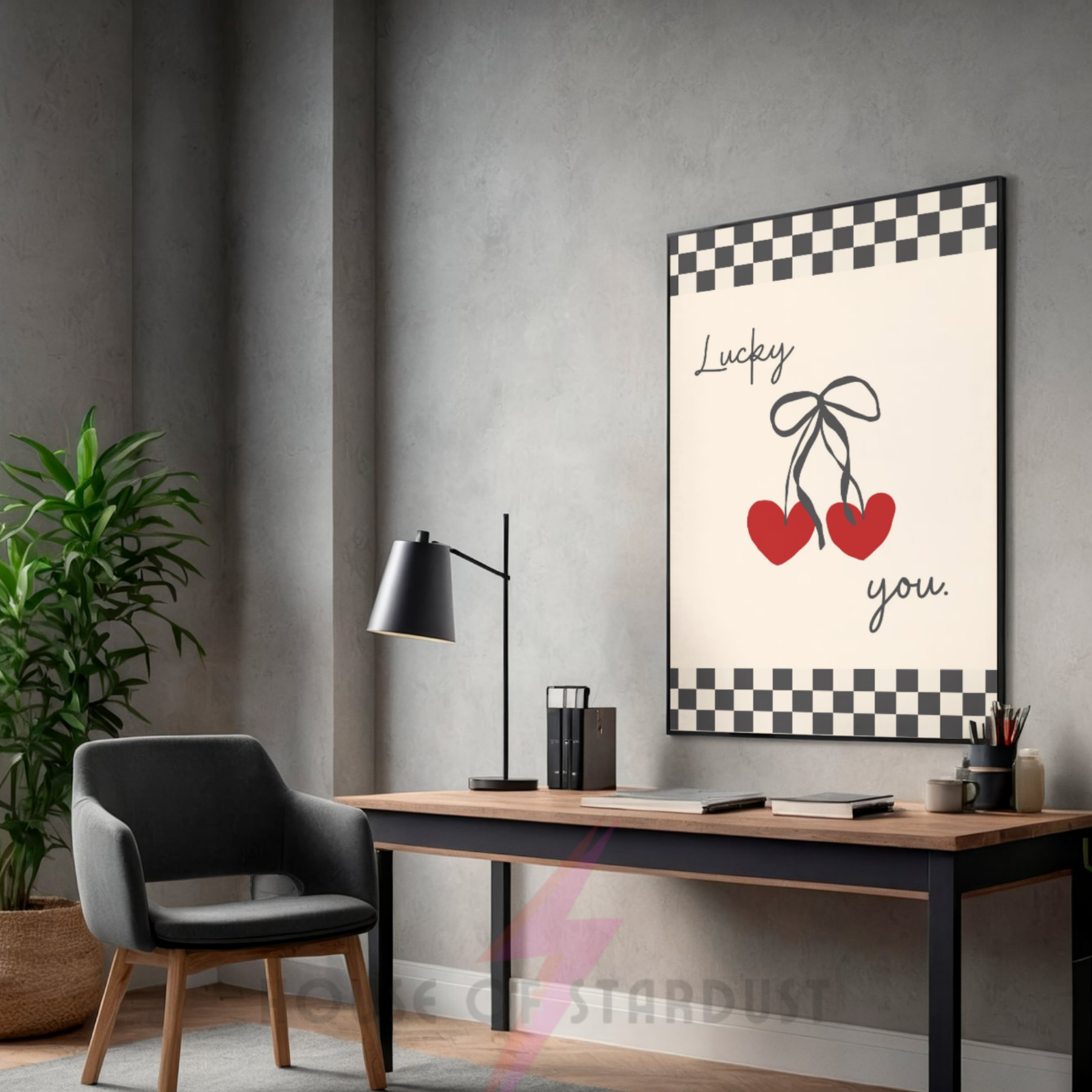 lucky cherries | cute checkerboard print set