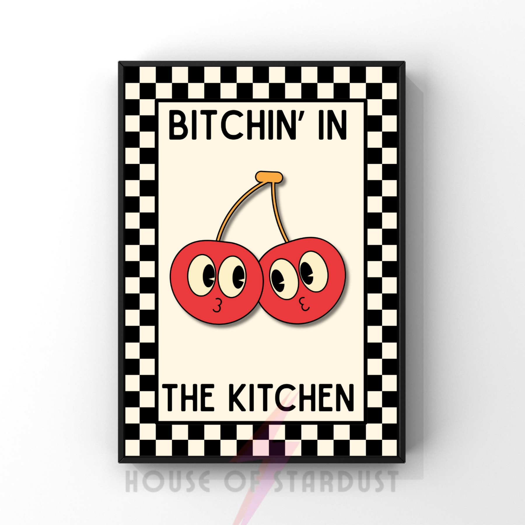 Bitchin' in the kitchen | Kitsch Kitchen checkerboard retro collection print