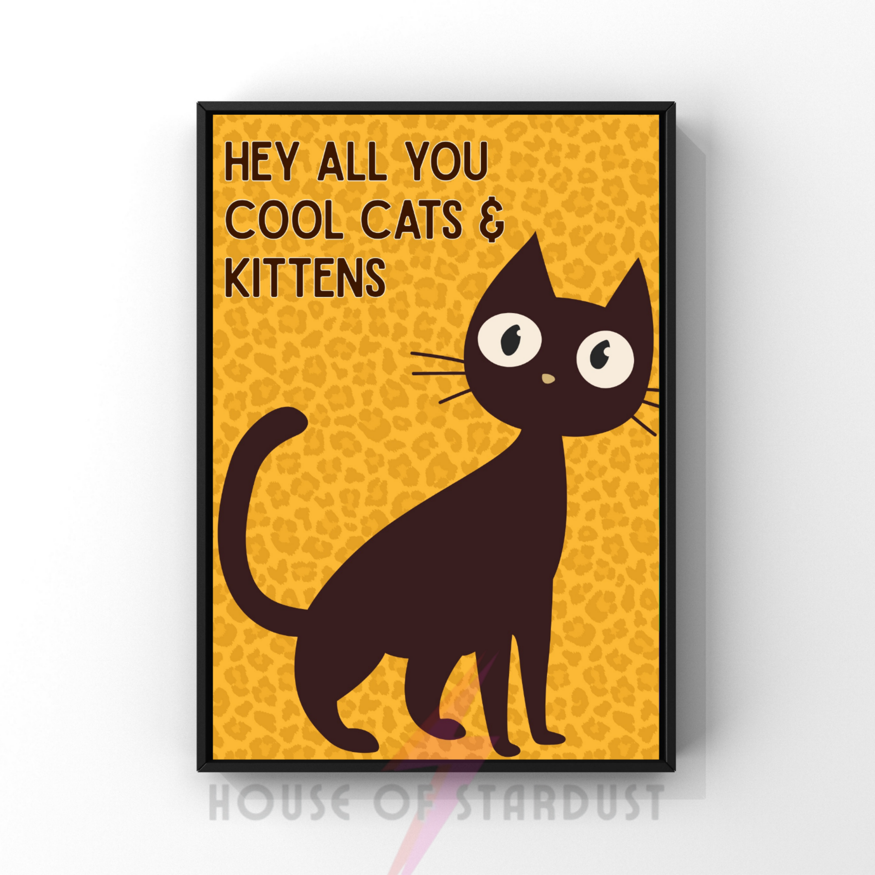 Yellow leopard print | cool cats & kittens art print