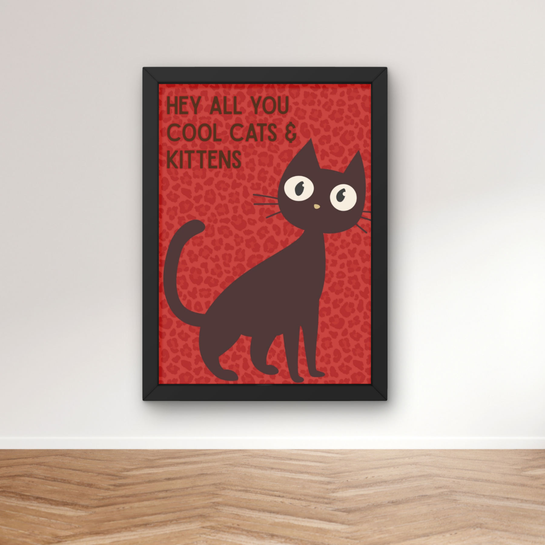 red leopard print | cool cats & kittens art print