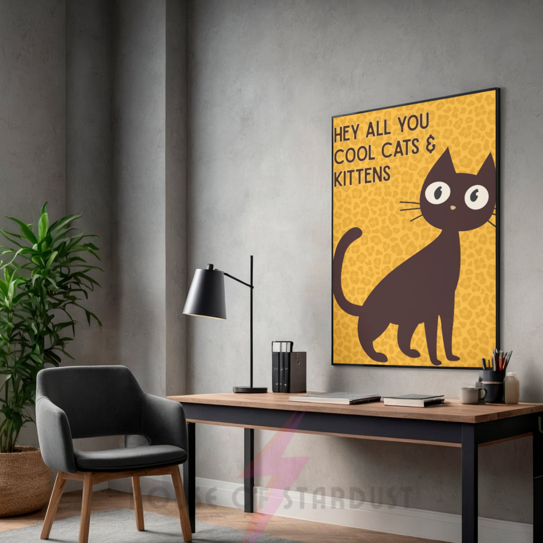 Yellow leopard print | cool cats & kittens art print