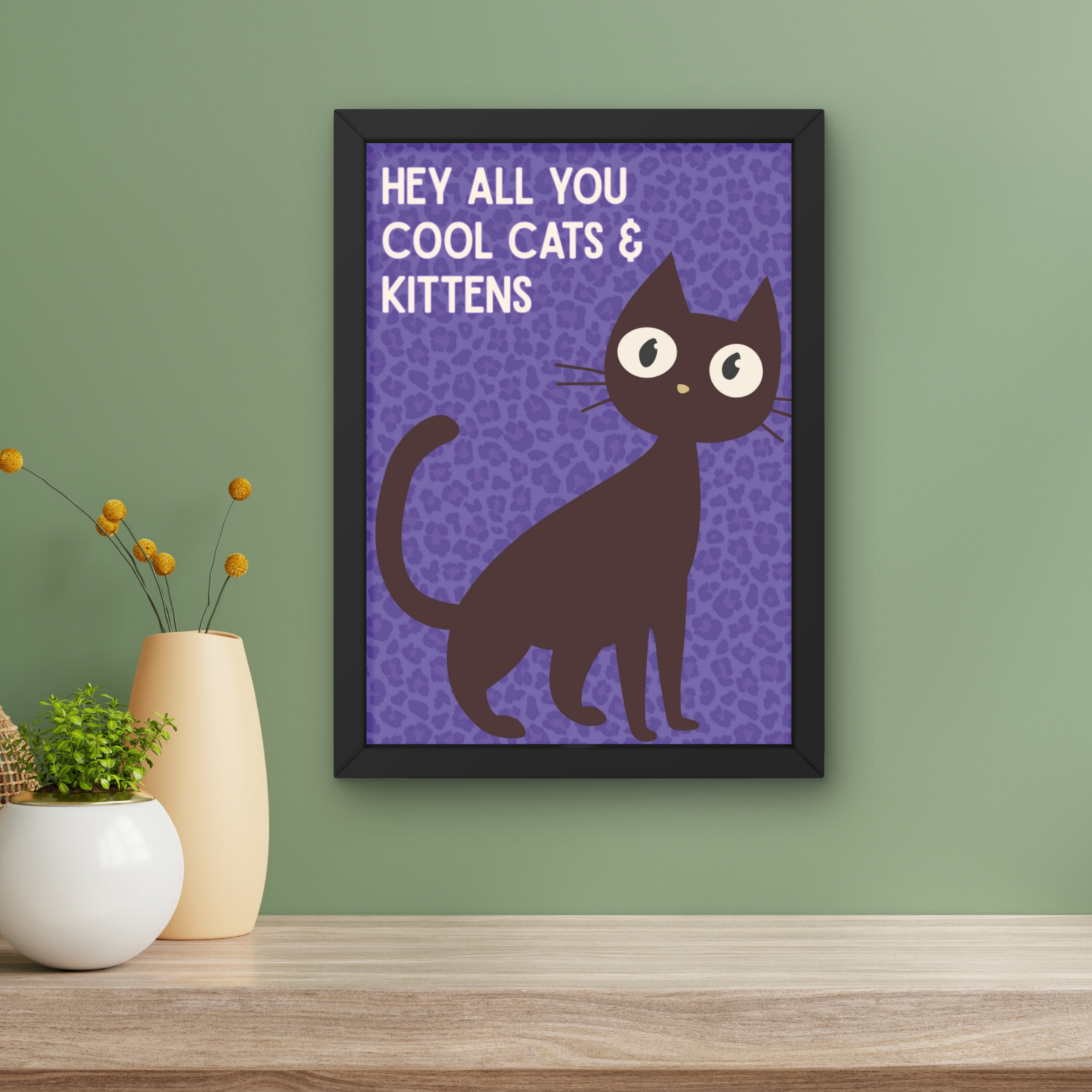 purple leopard print | cool cats & kittens art print