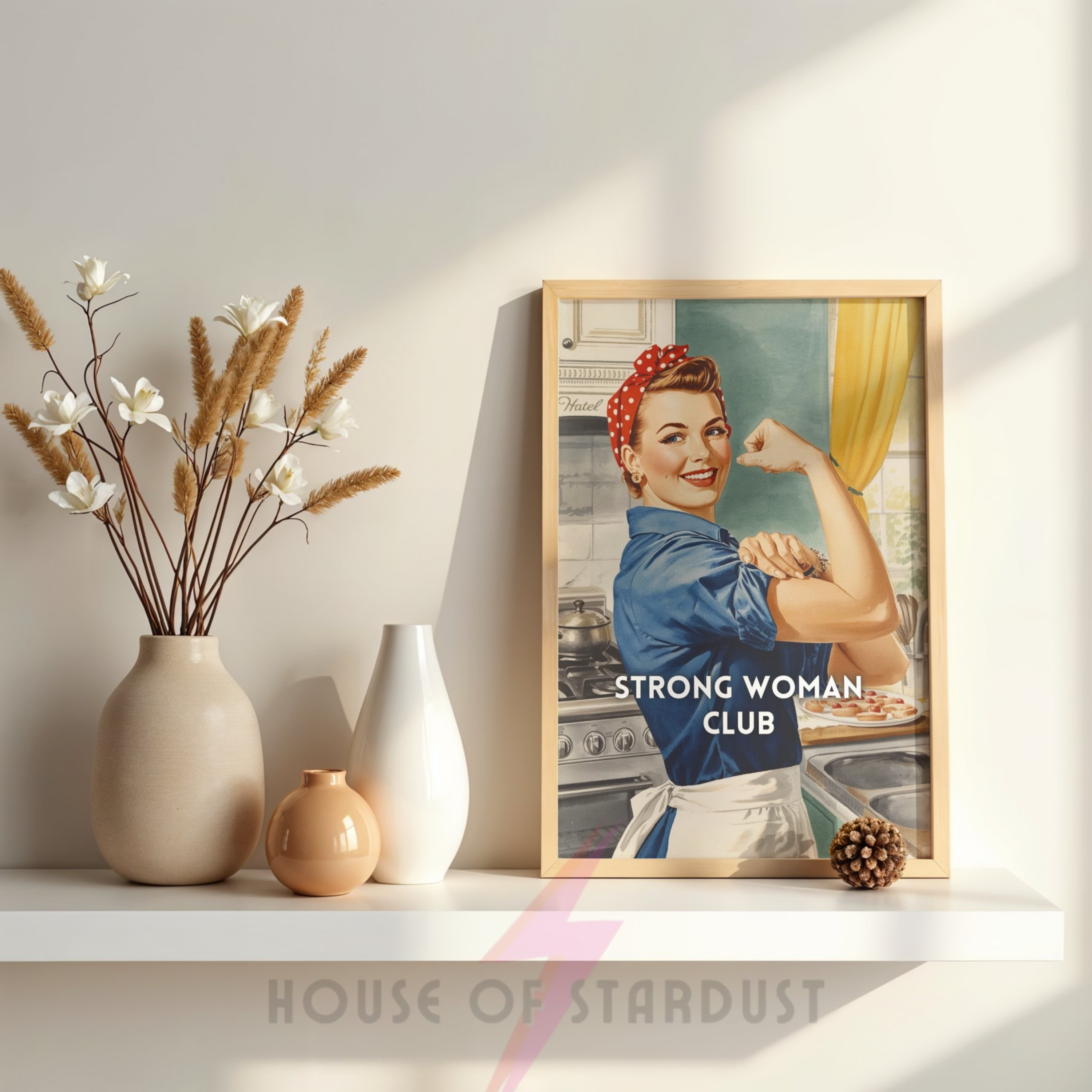 strong woman club | Retro feminist Housewife Humour Print
