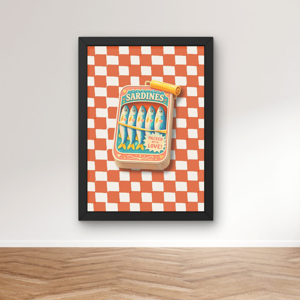 Sardines | kitsch kitchen checkerboard art print