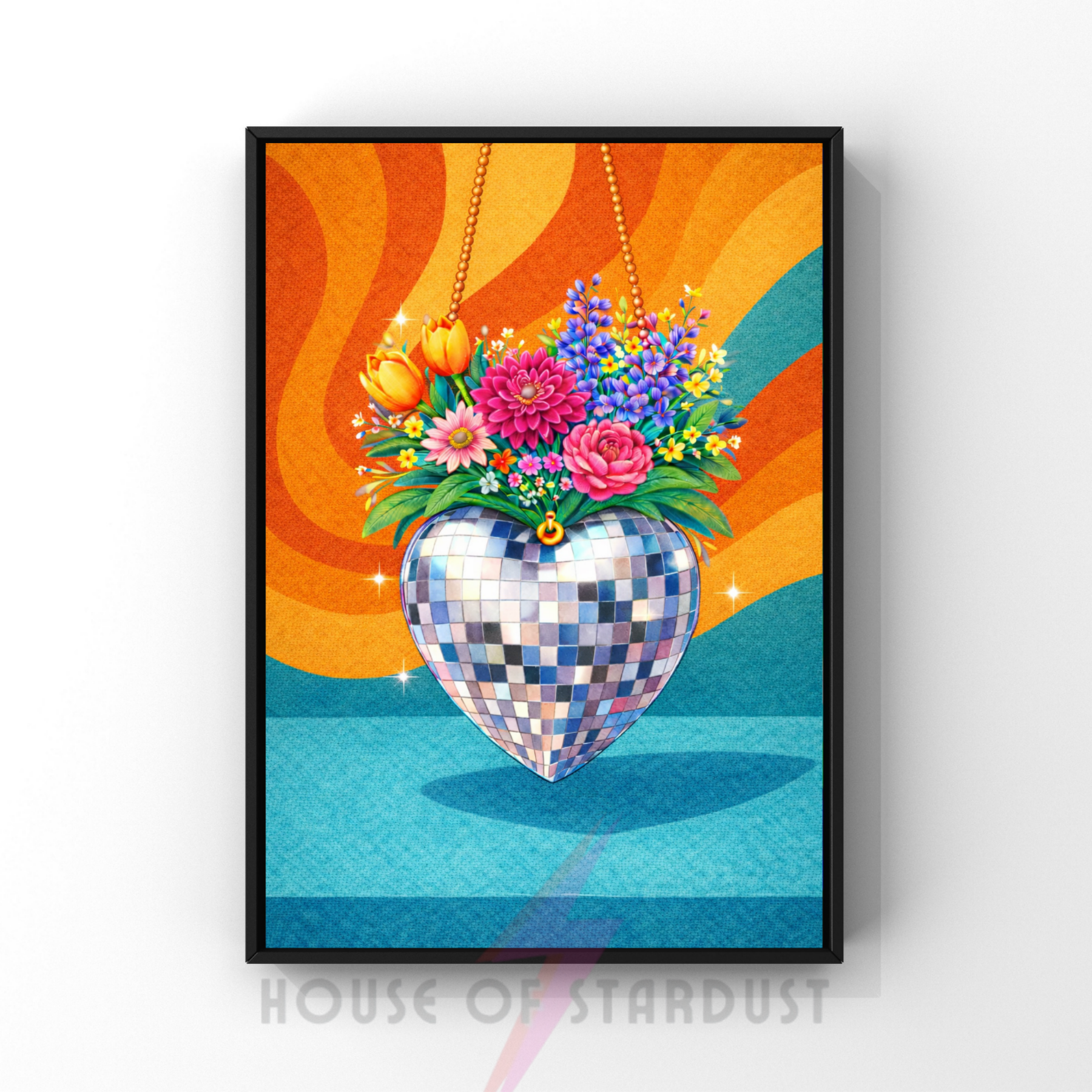 Bold & Groovy Disco ball | Funky floral blooms flower print