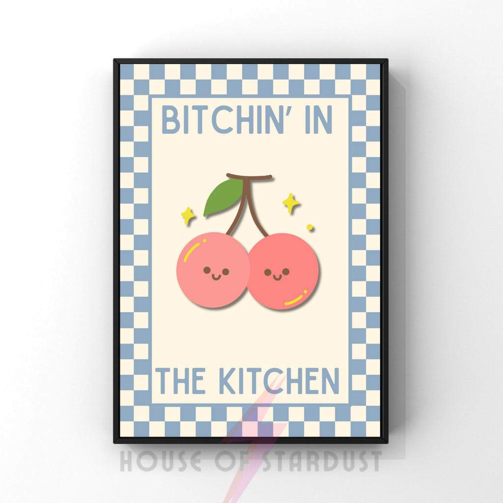 Bitchin' in the kitchen| Kitsch Kitchen checkerboard pastels collection print