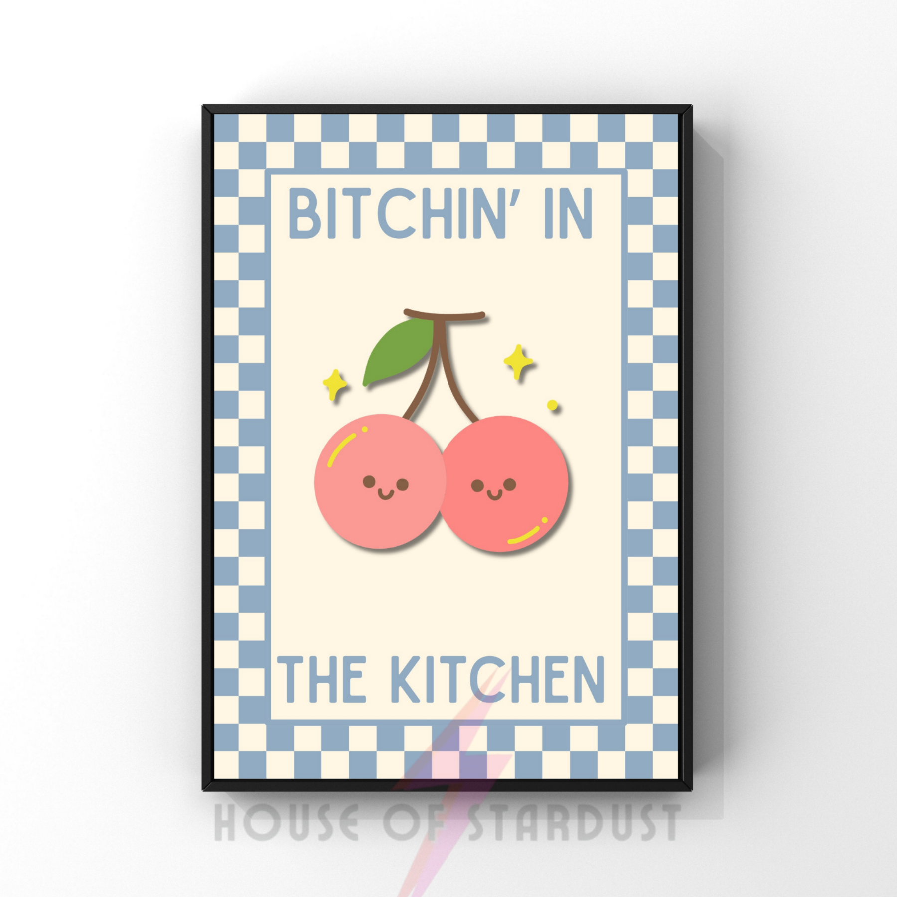 Bitchin' in the kitchen| Kitsch Kitchen checkerboard pastels collection print
