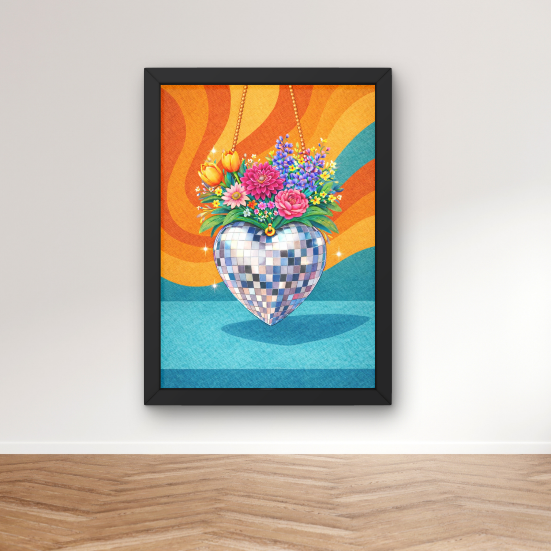 Bold & Groovy Disco ball | Funky floral blooms flower print