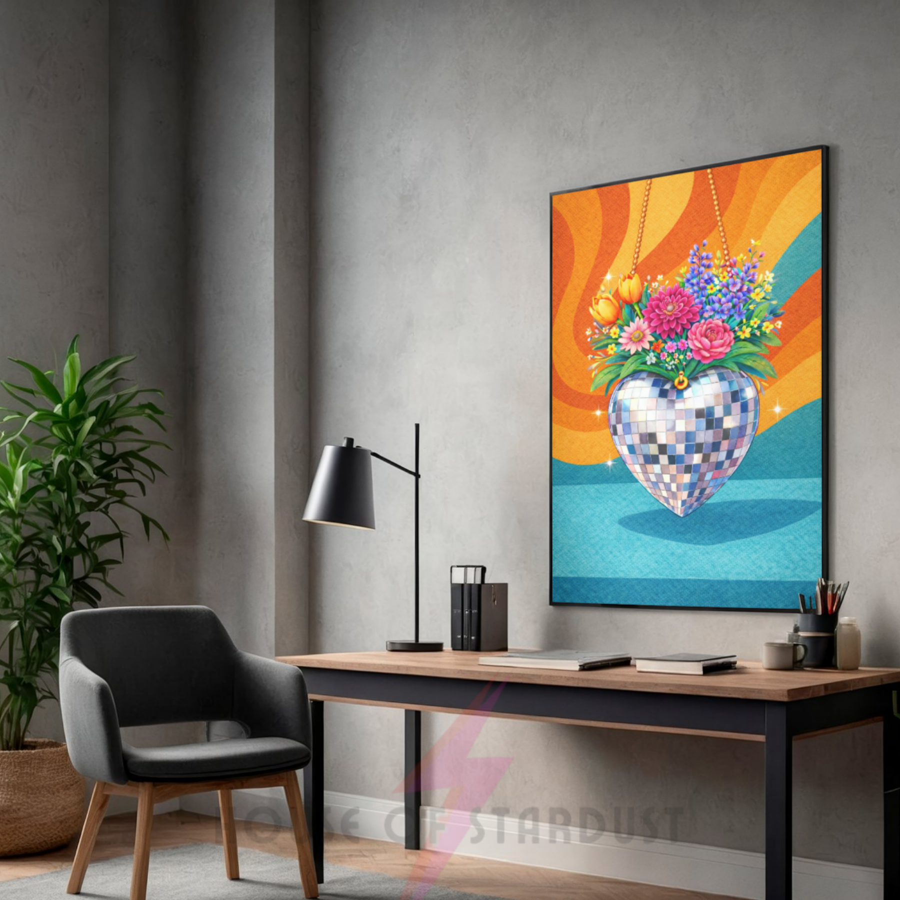 Bold & Groovy Disco ball | Funky floral blooms flower print