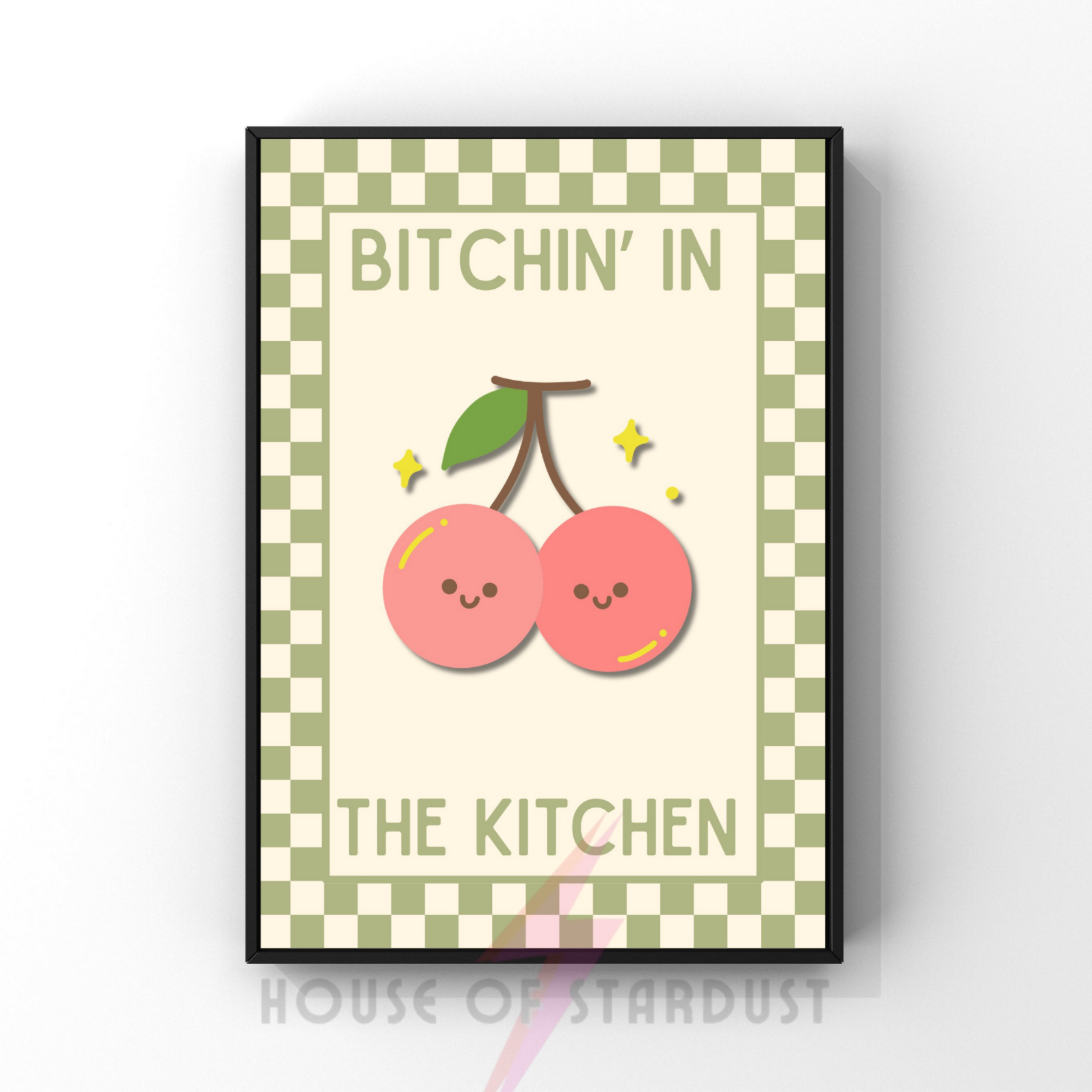 Bitchin' in the kitchen| Kitsch Kitchen checkerboard pastels collection print