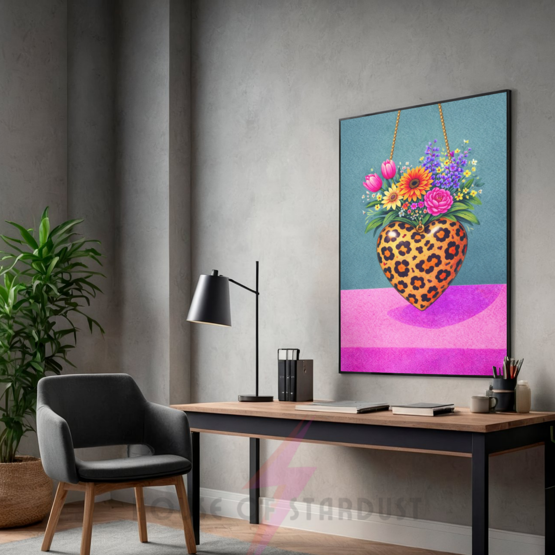 Bold teal and fuchsia leopard print | Funky floral blooms flower print