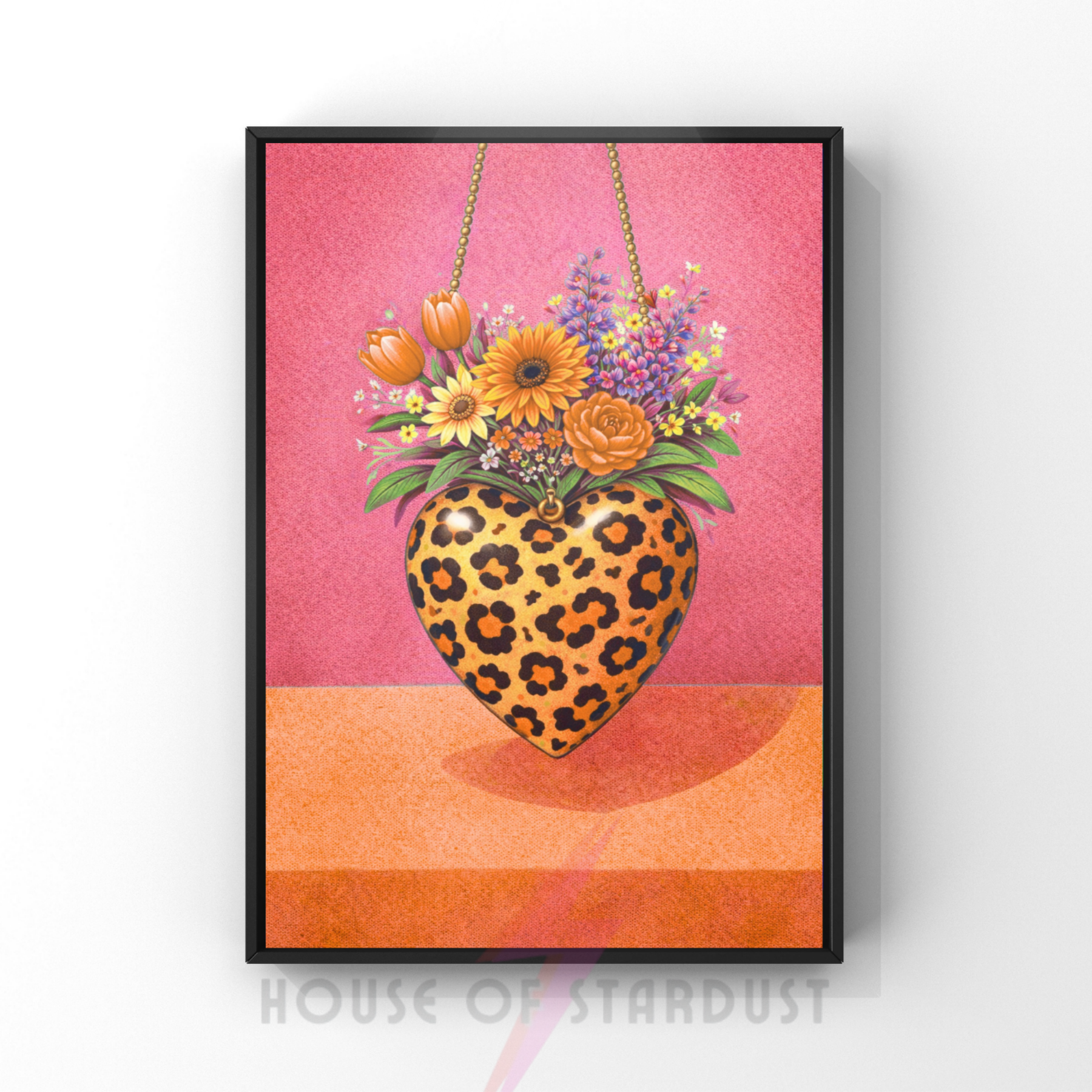 Bold peach and coral leopard print | Funky floral blooms flower print