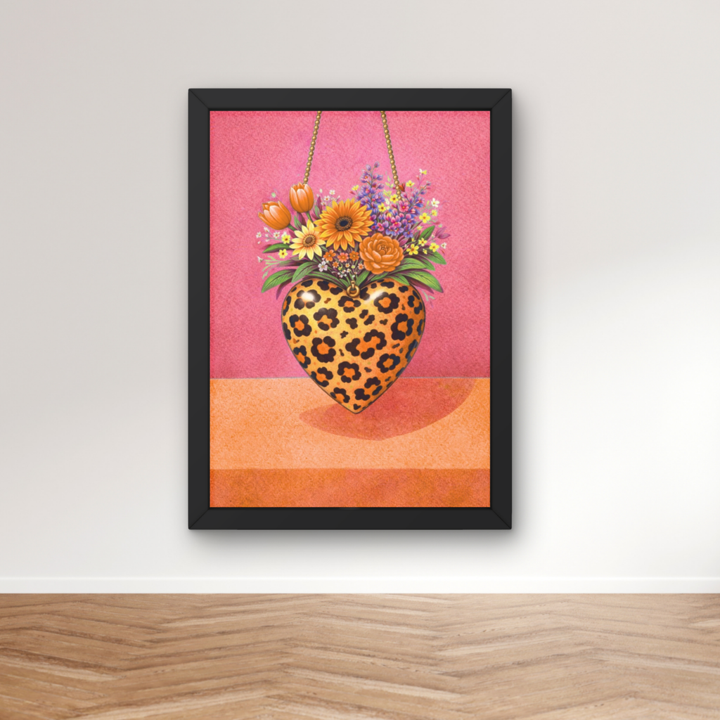 Bold peach and coral leopard print | Funky floral blooms flower print